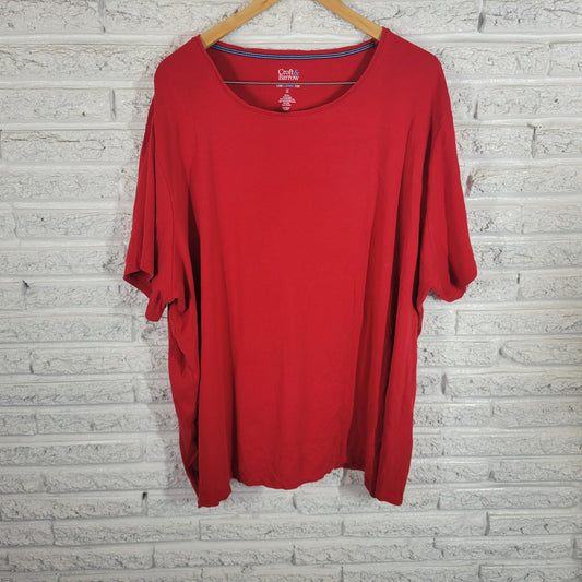 Croft & Barrow T-Shirt 5X Red 100% Cotton Short Sleeve Crew Neck Plus RED26E