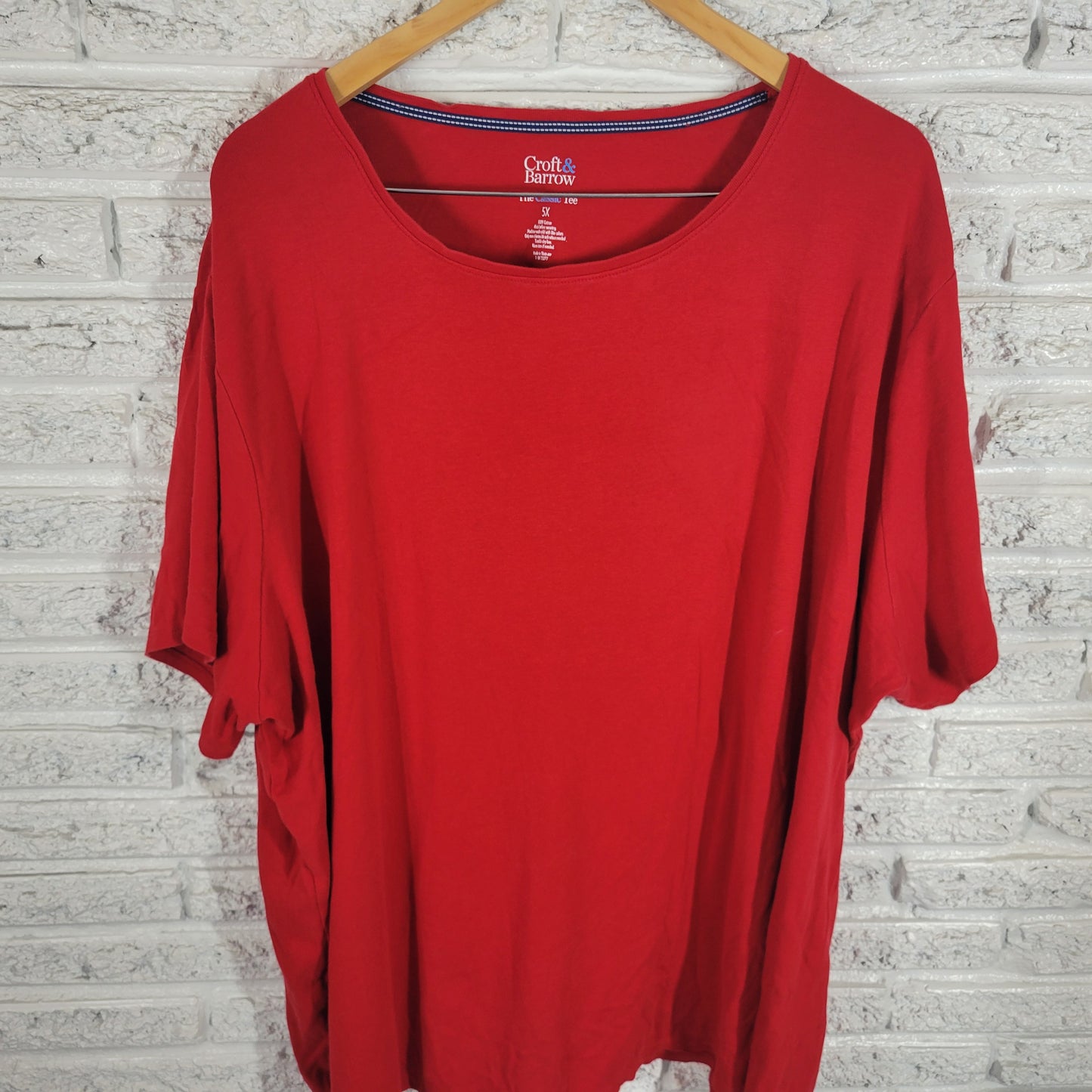 Croft & Barrow T-Shirt 5X Red 100% Cotton Short Sleeve Crew Neck Plus RED26E