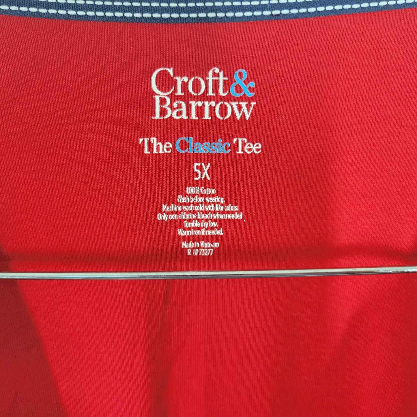 Croft & Barrow T-Shirt 5X Red 100% Cotton Short Sleeve Crew Neck Plus RED26E