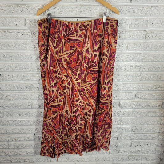 Ashley Stewart Geometric 20W Pencil Skirt Midi Multicolor Pull On Slit GEO33E