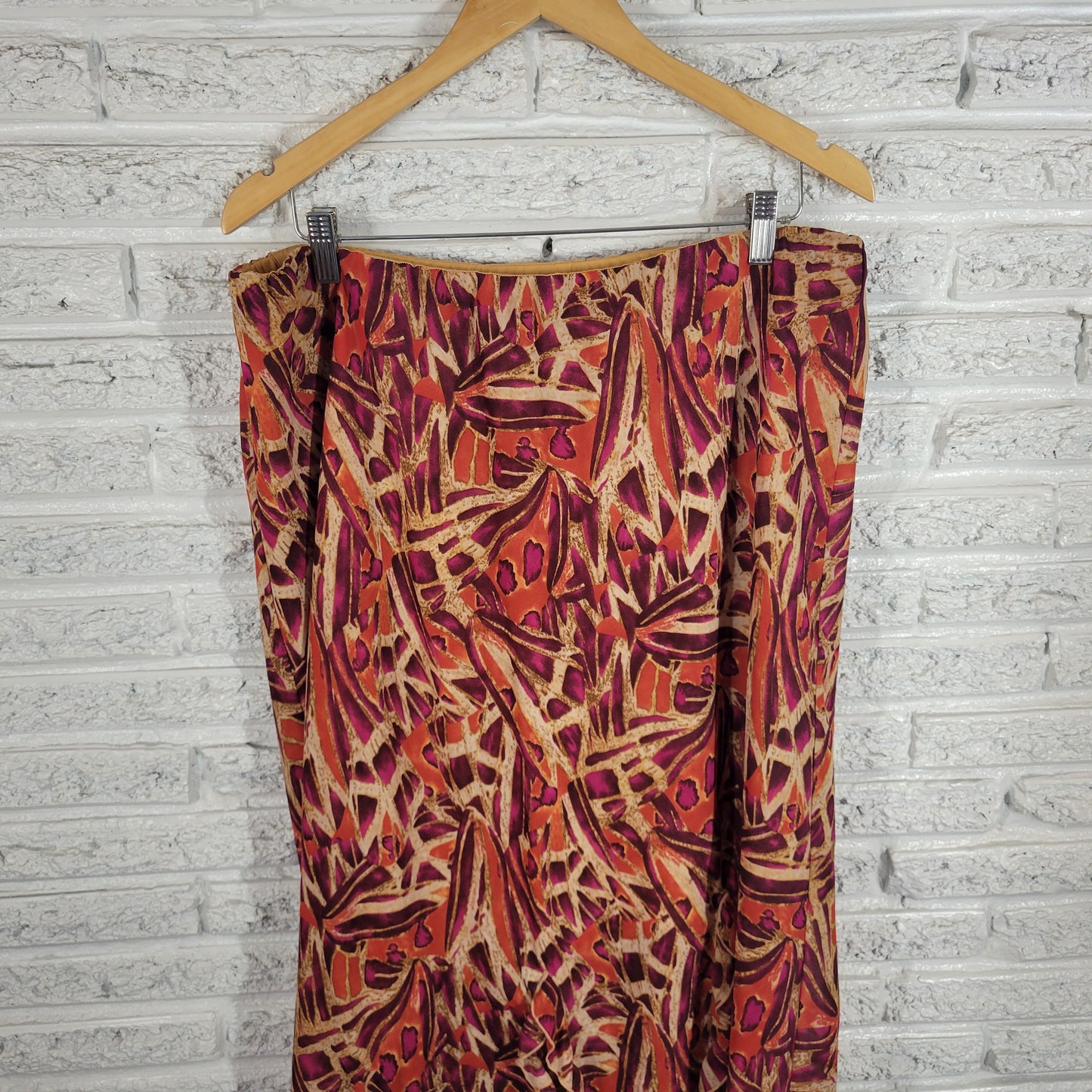 Ashley Stewart Geometric 20W Pencil Skirt Midi Multicolor Pull On Slit GEO33E