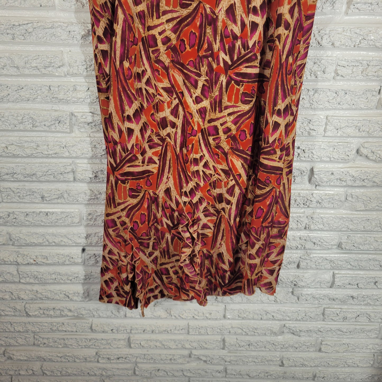 Ashley Stewart Geometric 20W Pencil Skirt Midi Multicolor Pull On Slit GEO33E