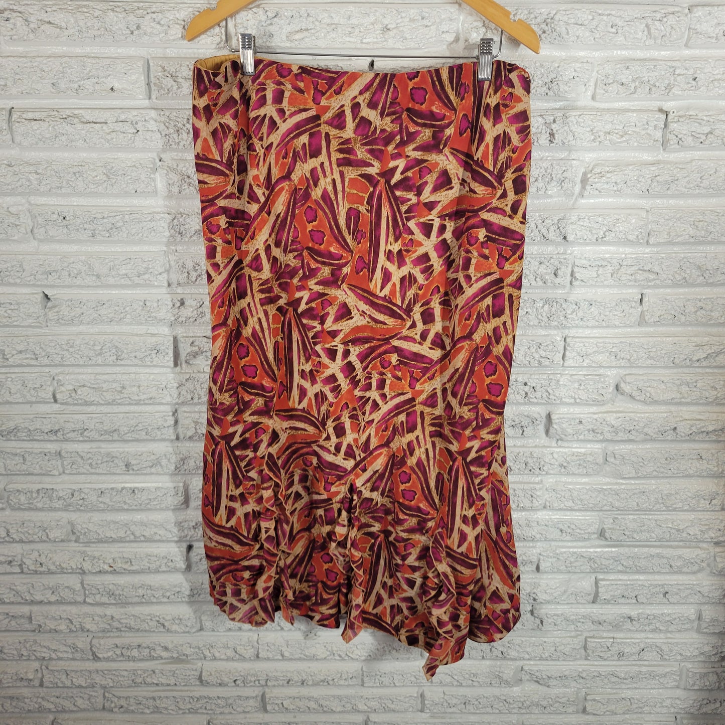 Ashley Stewart Geometric 20W Pencil Skirt Midi Multicolor Pull On Slit GEO33E