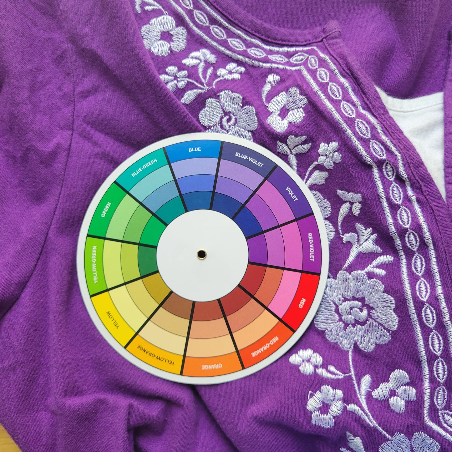 Laura Scott Embroidered Top 2X Purple 100% Cotton 3/4 Sleeve Square Neck PUR65E