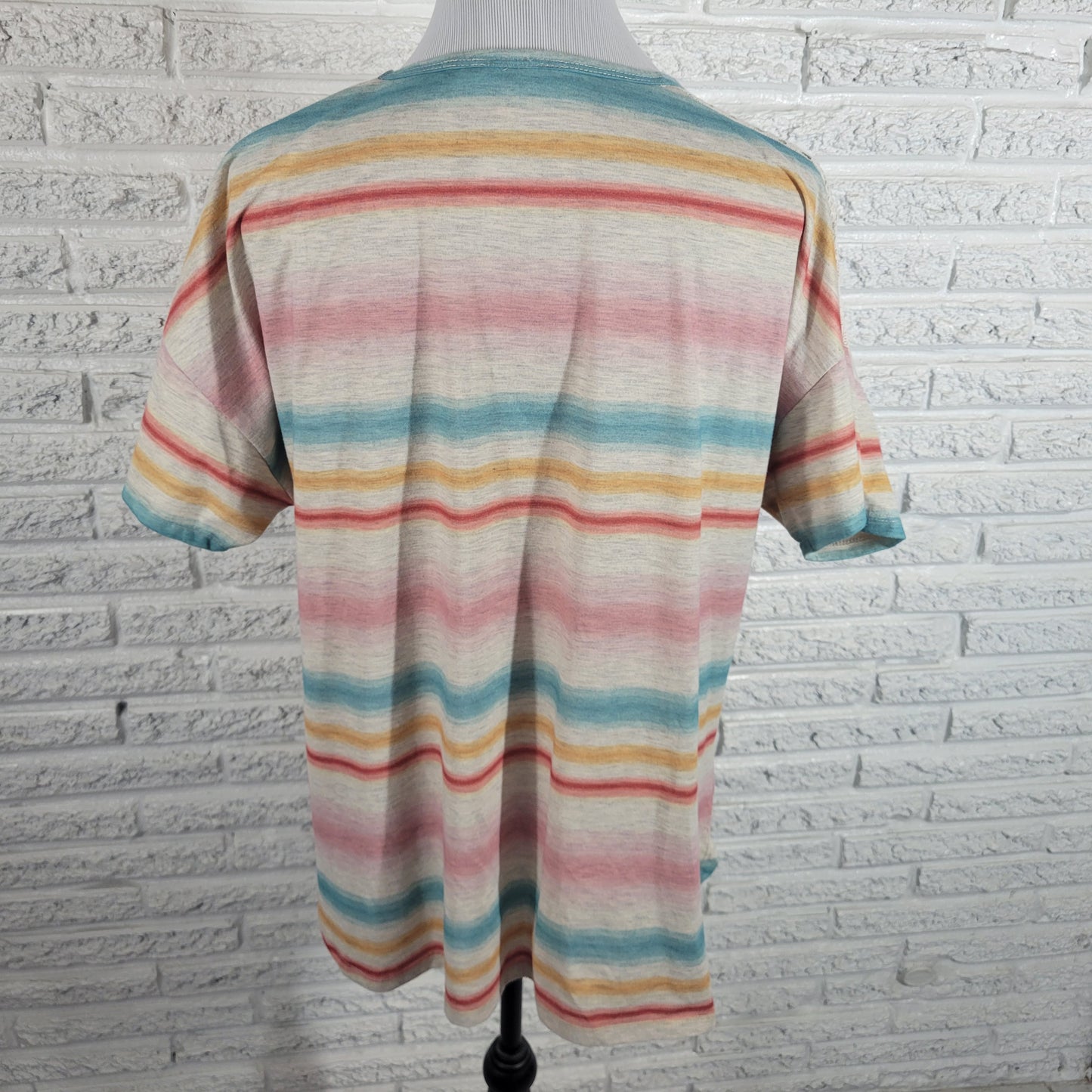 Cato Est 1946 Lace Sleeve Watercolor Stripe Tee Shirt XL Regular Fit WAT24E