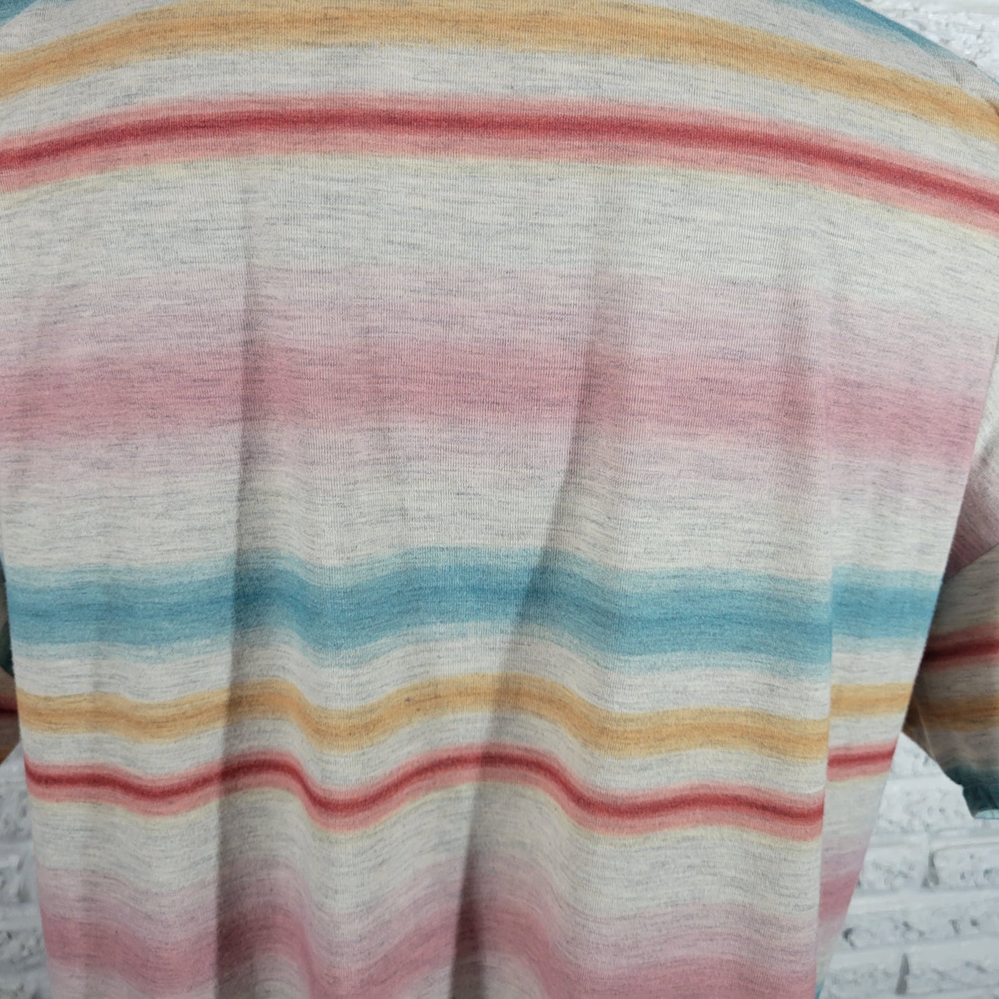 Cato Est 1946 Lace Sleeve Watercolor Stripe Tee Shirt XL Regular Fit WAT24E
