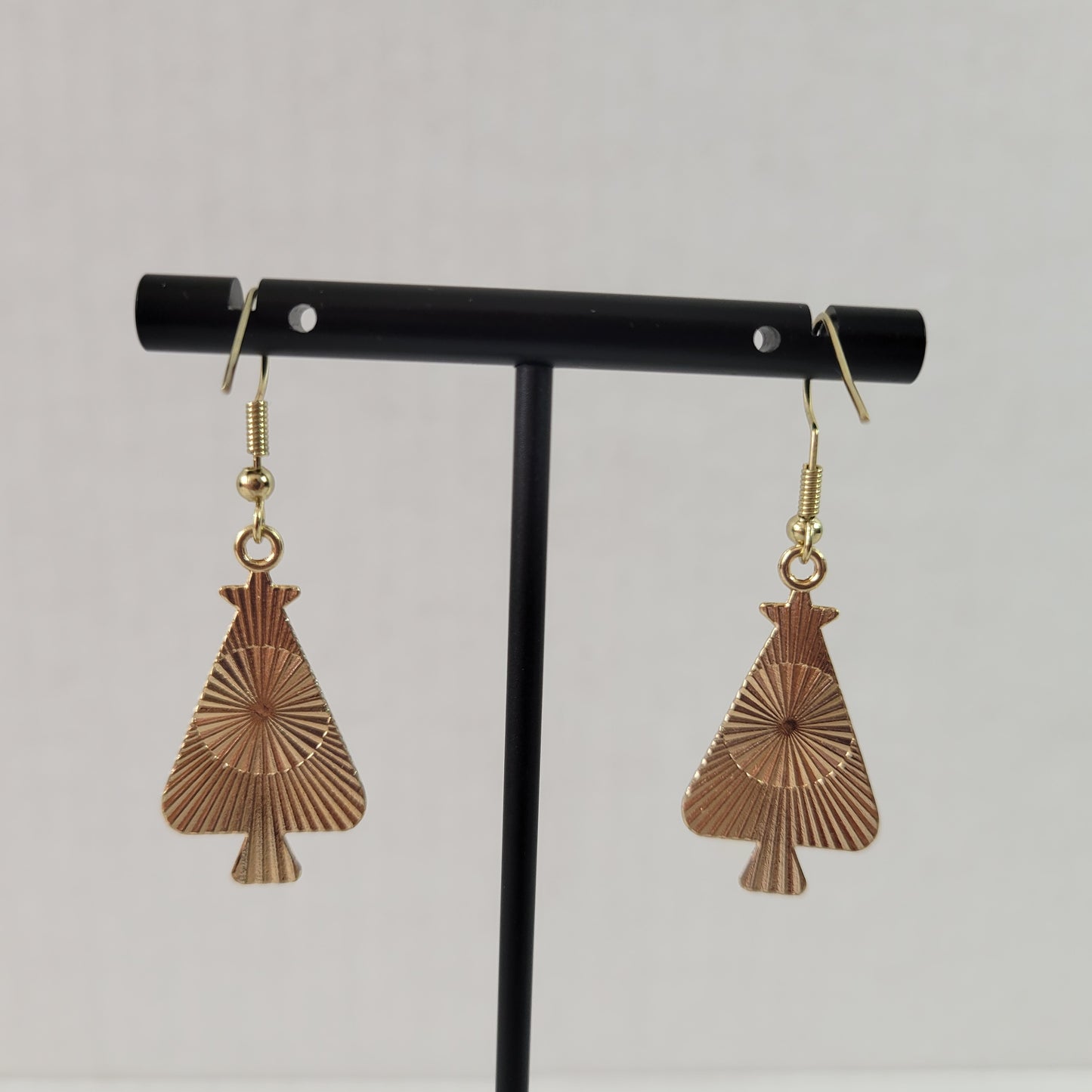 Christmas Tree Dangle Drop Earrings Women Jewelry Gold Tone Holiday Gift E80E