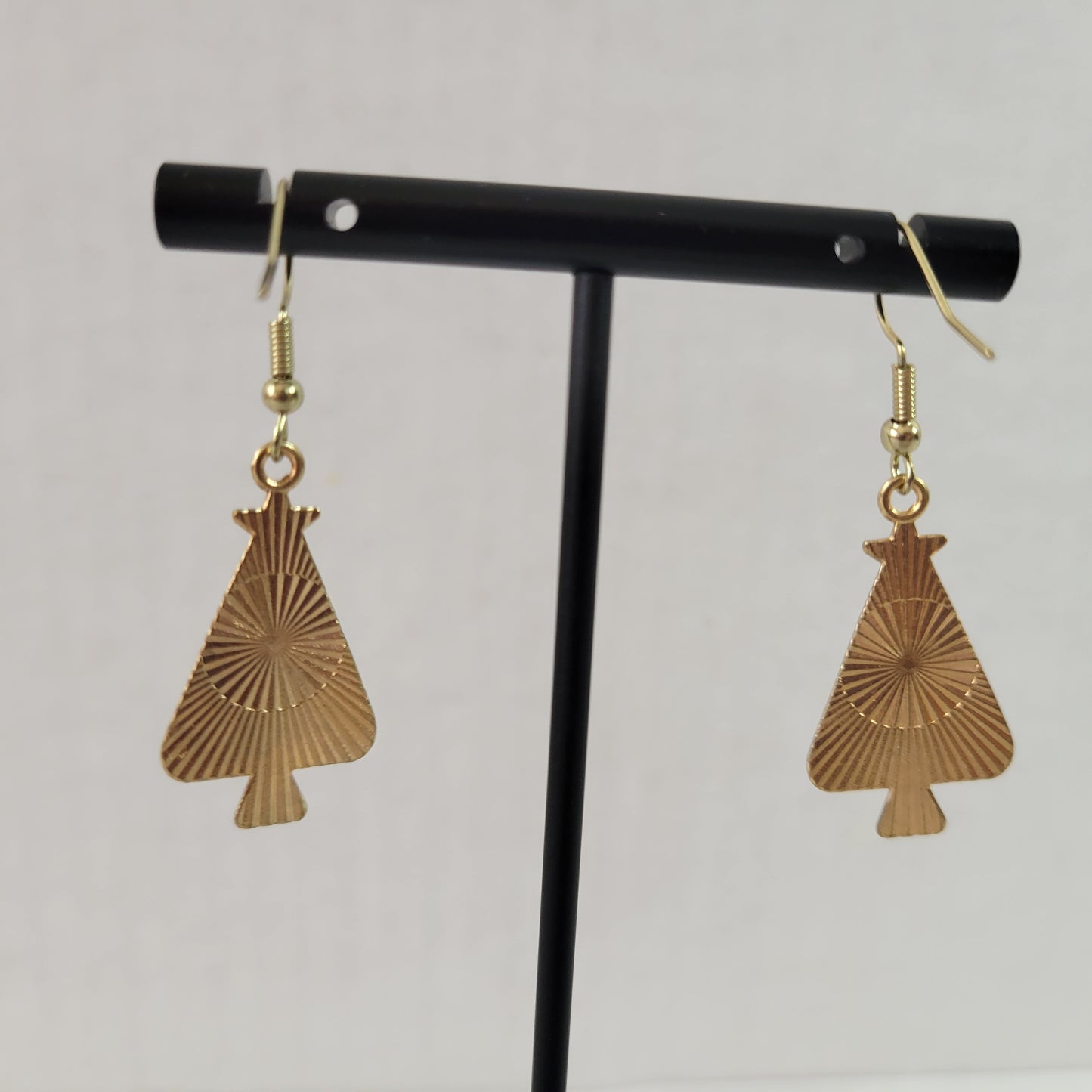 Pink Christmas Tree Dangle Drop Earrings Women Jewelry Gold Tone Holiday E81E