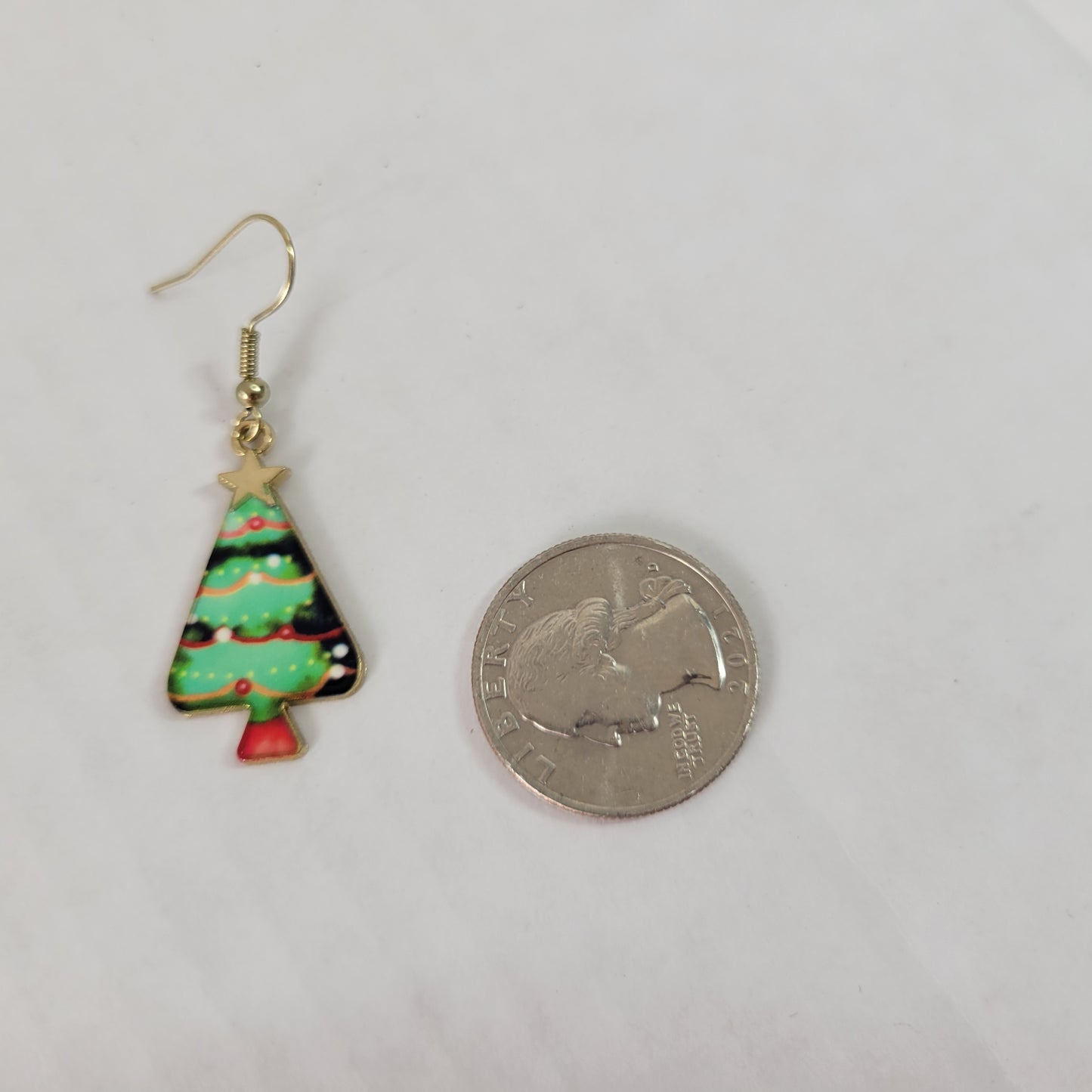 Multi Green Christmas Tree Dangle Drop Earrings Women Jewelry Gold Tone E82E