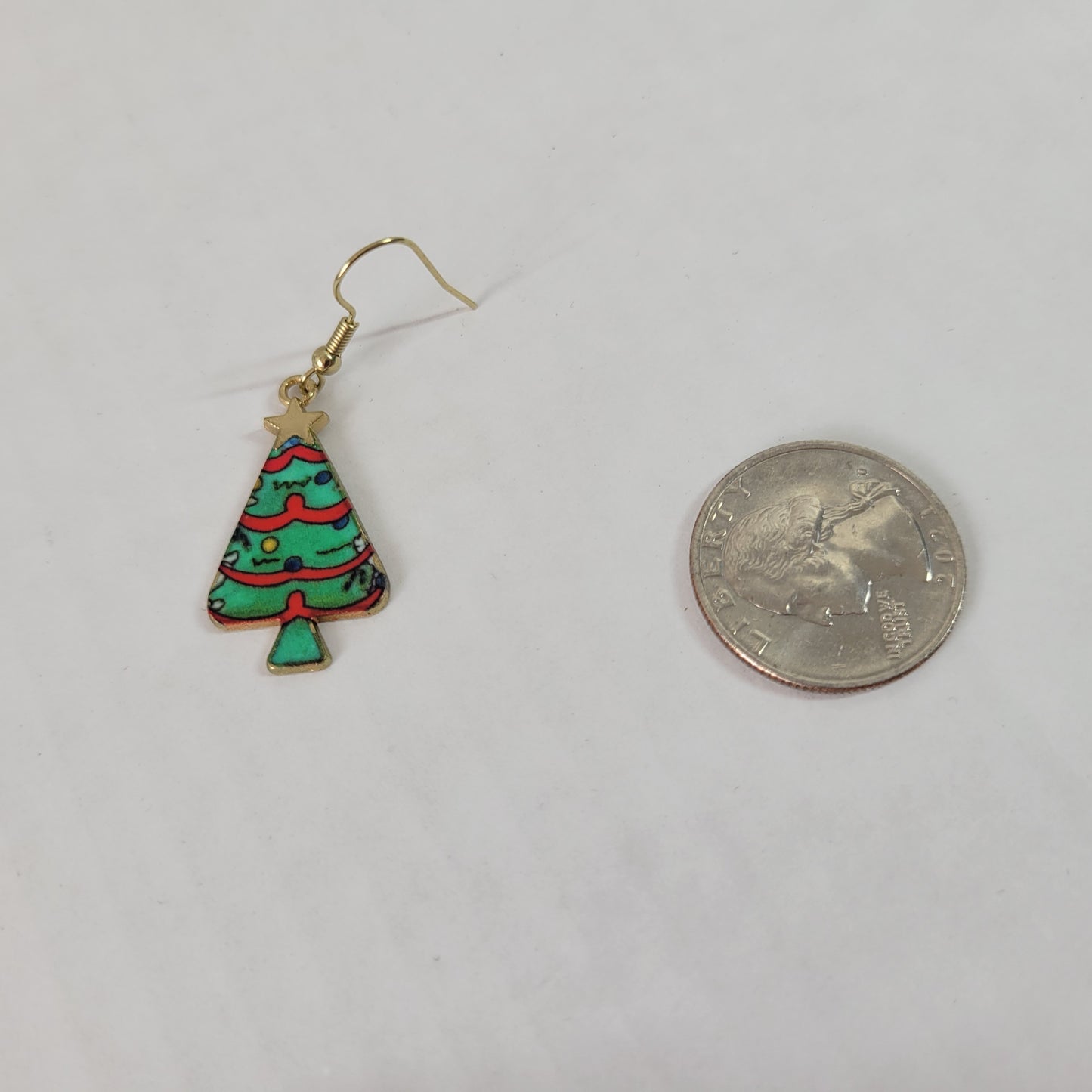 Green Red Christmas Tree Dangle Drop Earrings Women Holiday Jewelry Gift E84E