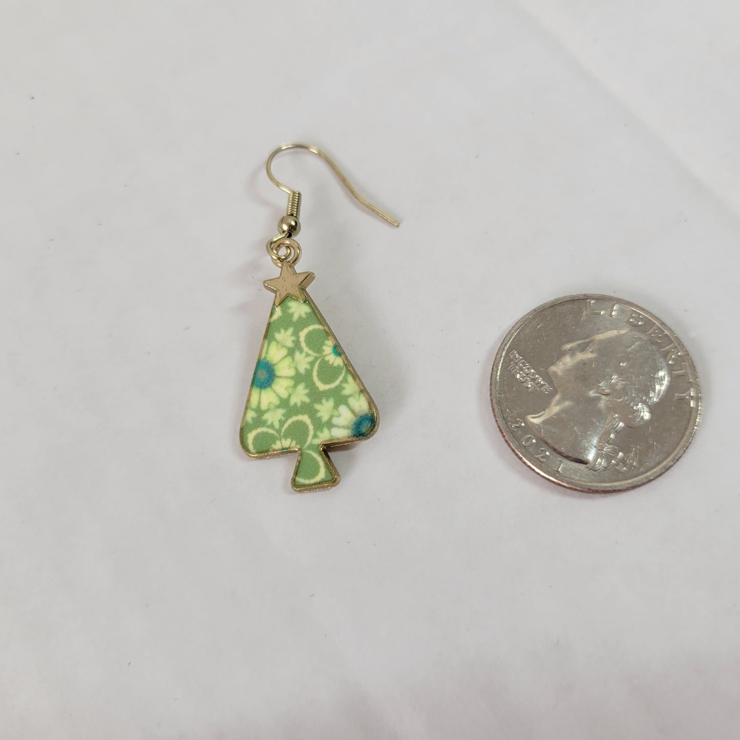Green Floral Christmas Tree Drop Earrings Women Holiday Festive Multicolor E86E