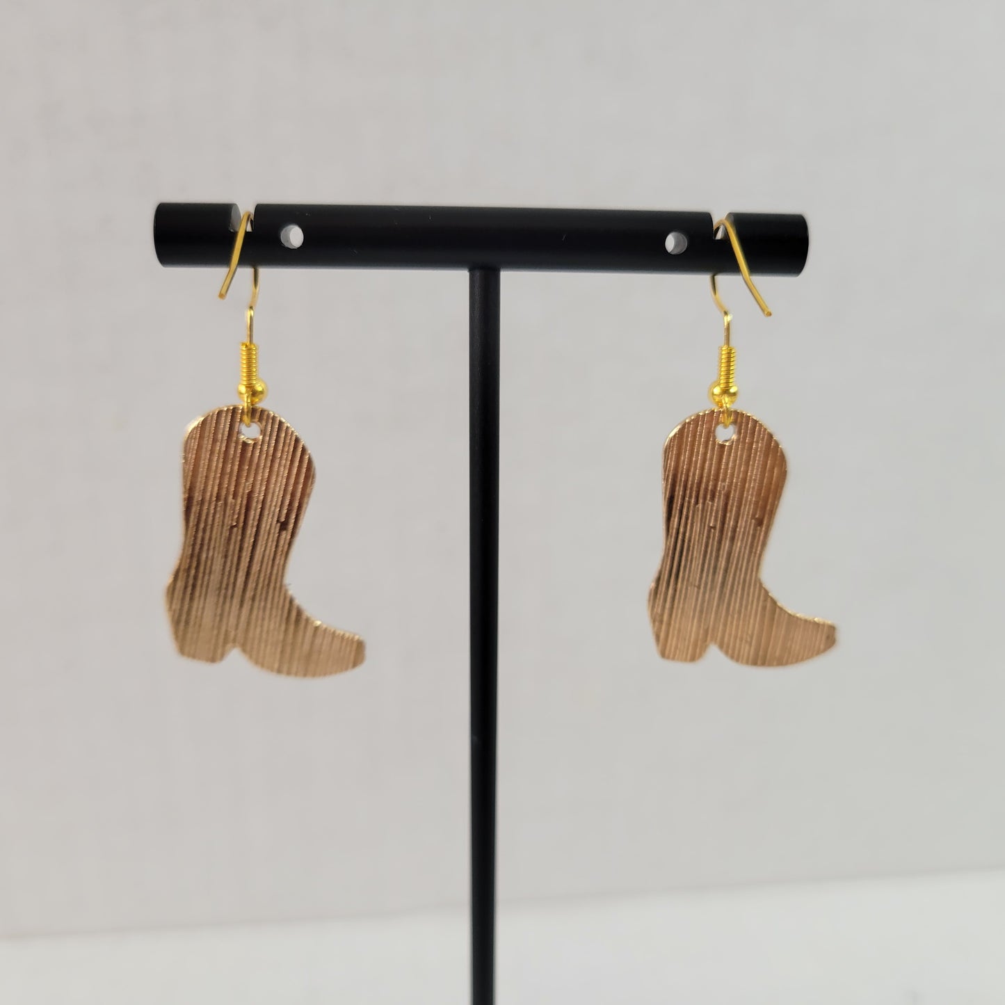 Cowgirl Boot Dangle Earrings Brown Pink Gold Tone Rodeo Western Women Gift E91E