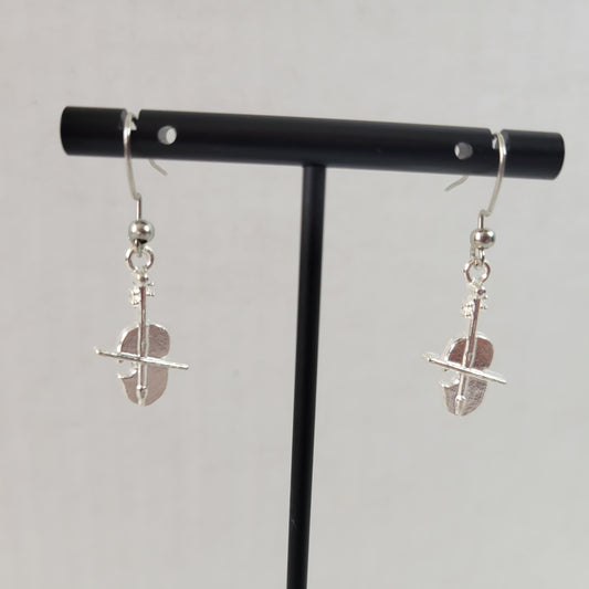 Women Viola Dangle Earrings Silver Tone Alloy Music Lover Orchestra Music E96E