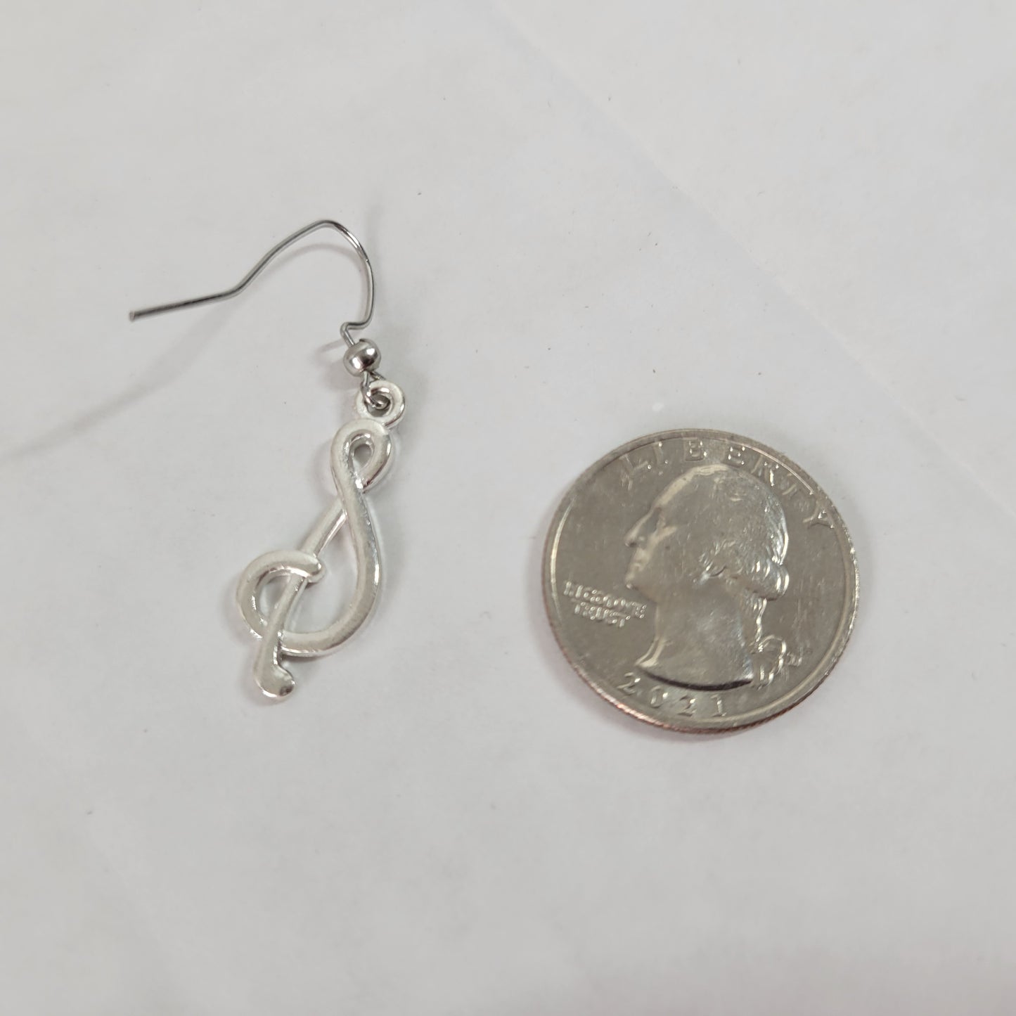 Women Treble Clef Dangle Earrings Silver Tone Alloy Orchestra Music Lover E100E
