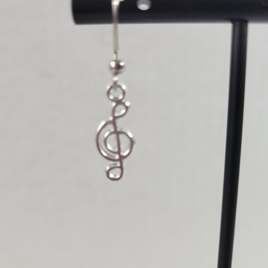 Treble Clef Womens Dangle Drop Earrings Silver Tone Alloy Music Theme E102E