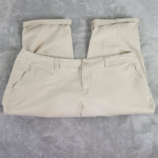Apt 9 Womens 18W Beige Tomboy Chino Capri Pants Cuffed Stretch Pockets D15E