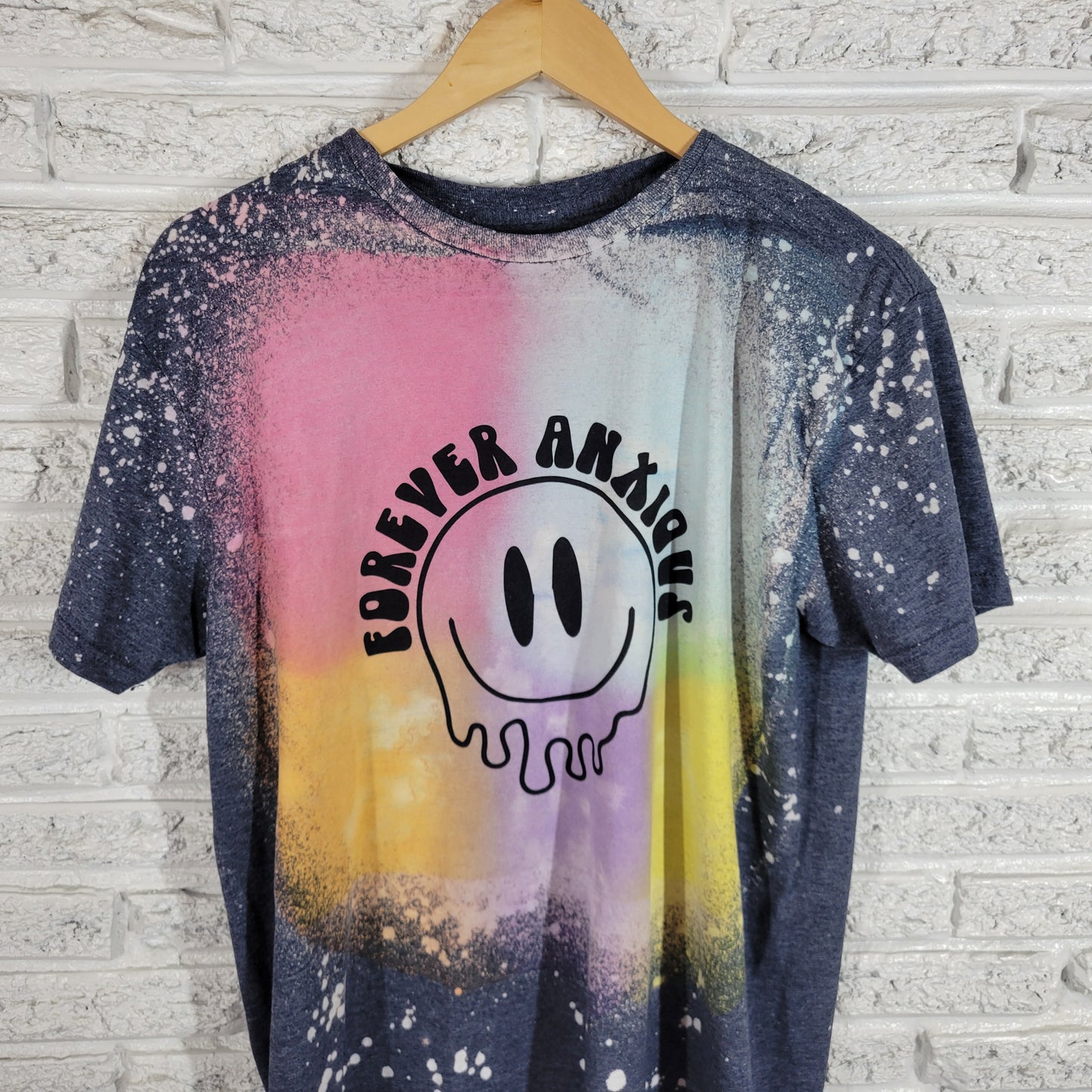 Forever Anxious Women's XL T-Shirt Paint Splatter Cotton Crew Neck NOV22XE