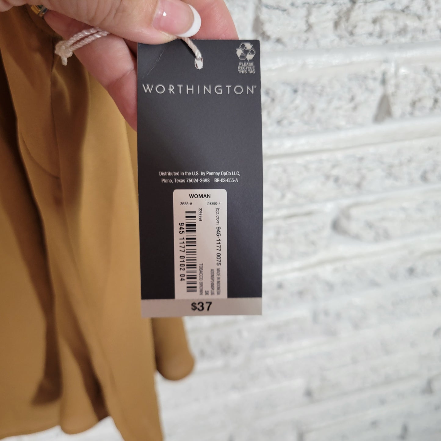 Worthington Top 3X Brown Sleeveless V-Neck Blouse Plus Size Casual BRO47E