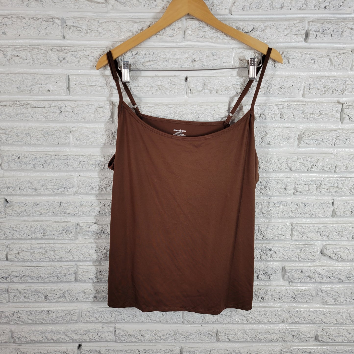 Dressbarn Womens 3X Brown Camisole Adjustable Straps Stretch Spandex BRO6E