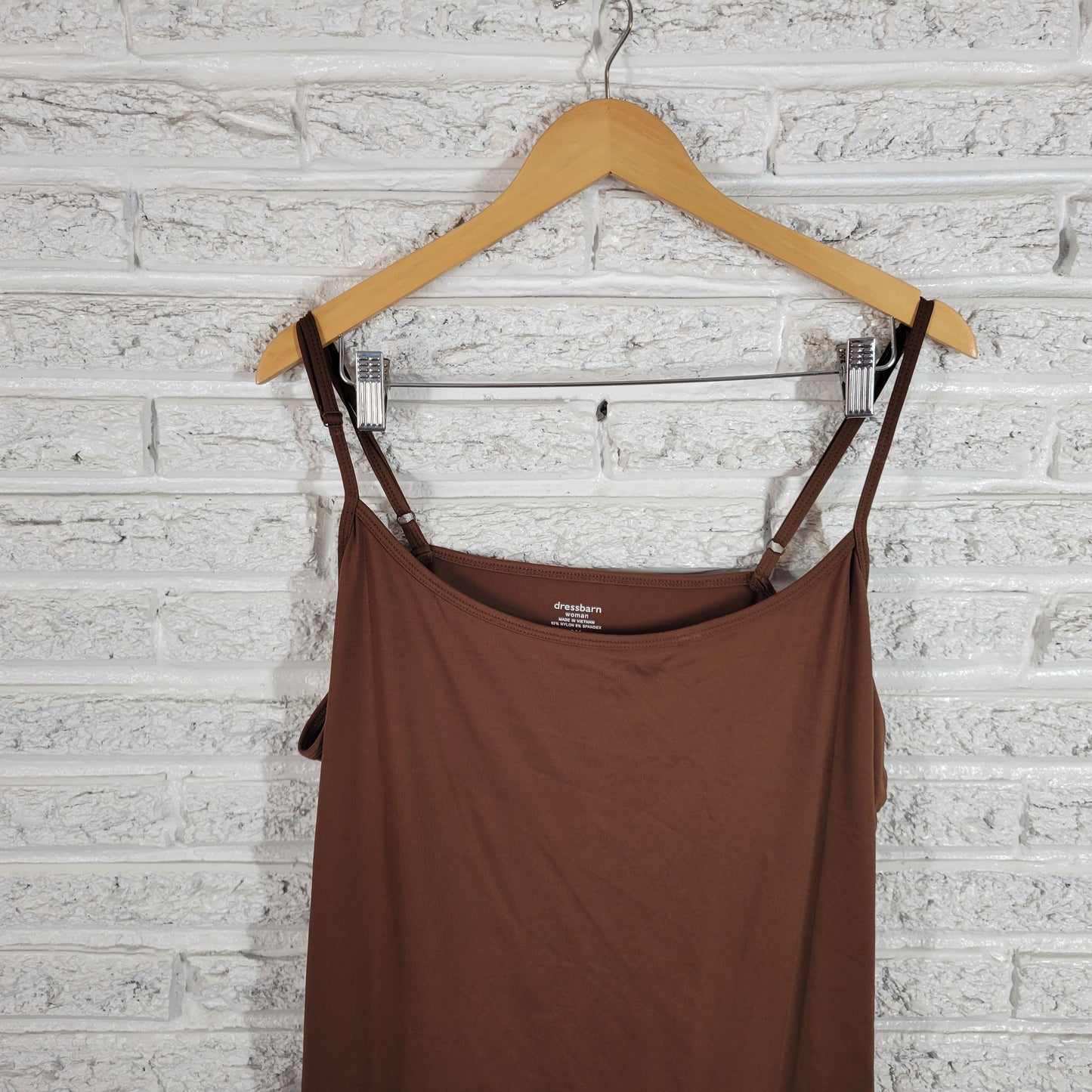 Dressbarn Womens 3X Brown Camisole Adjustable Straps Stretch Spandex BRO6E