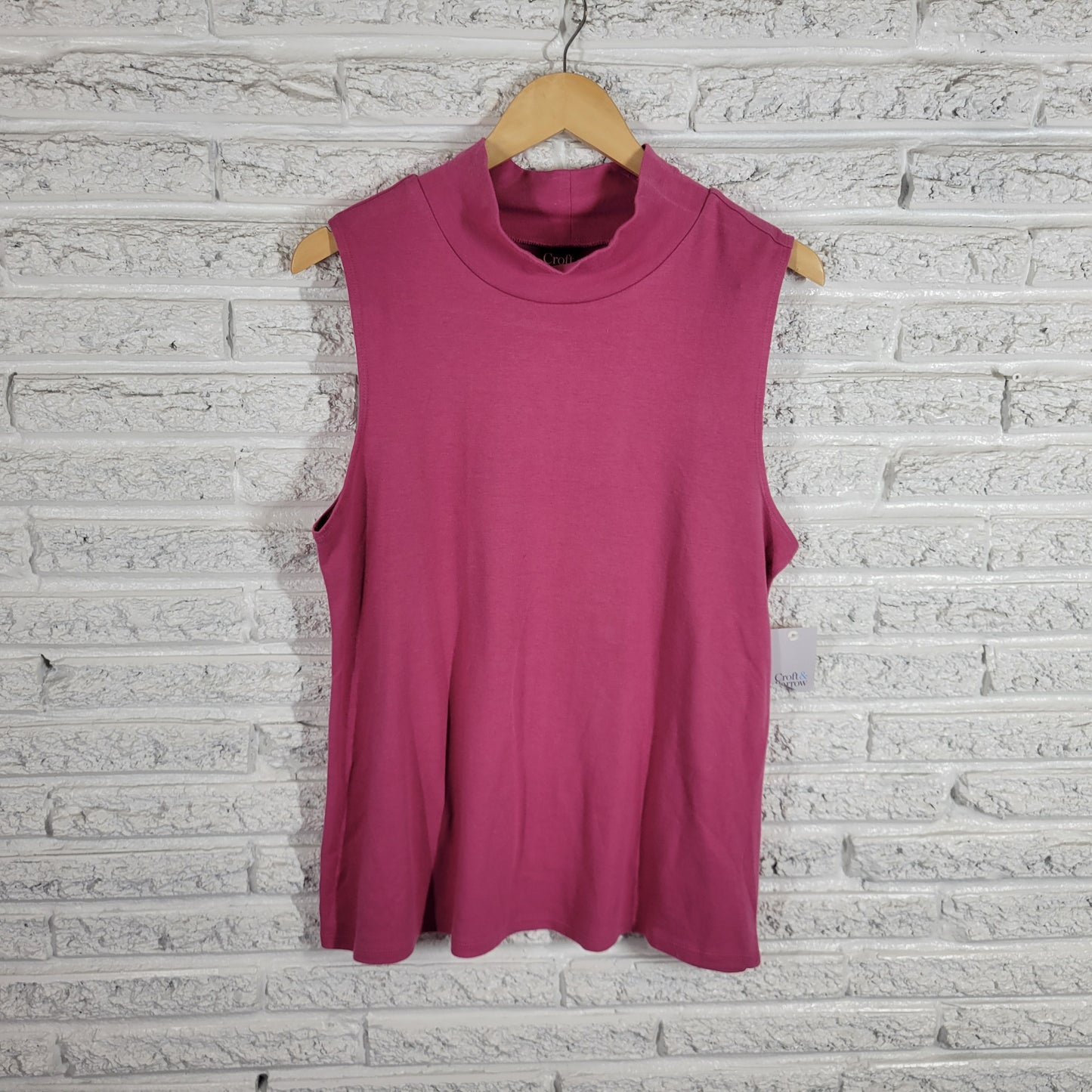 Croft & Barrow Womens XL Lavender Turtleneck Sleeveless Knit Cotton Top PIN15E