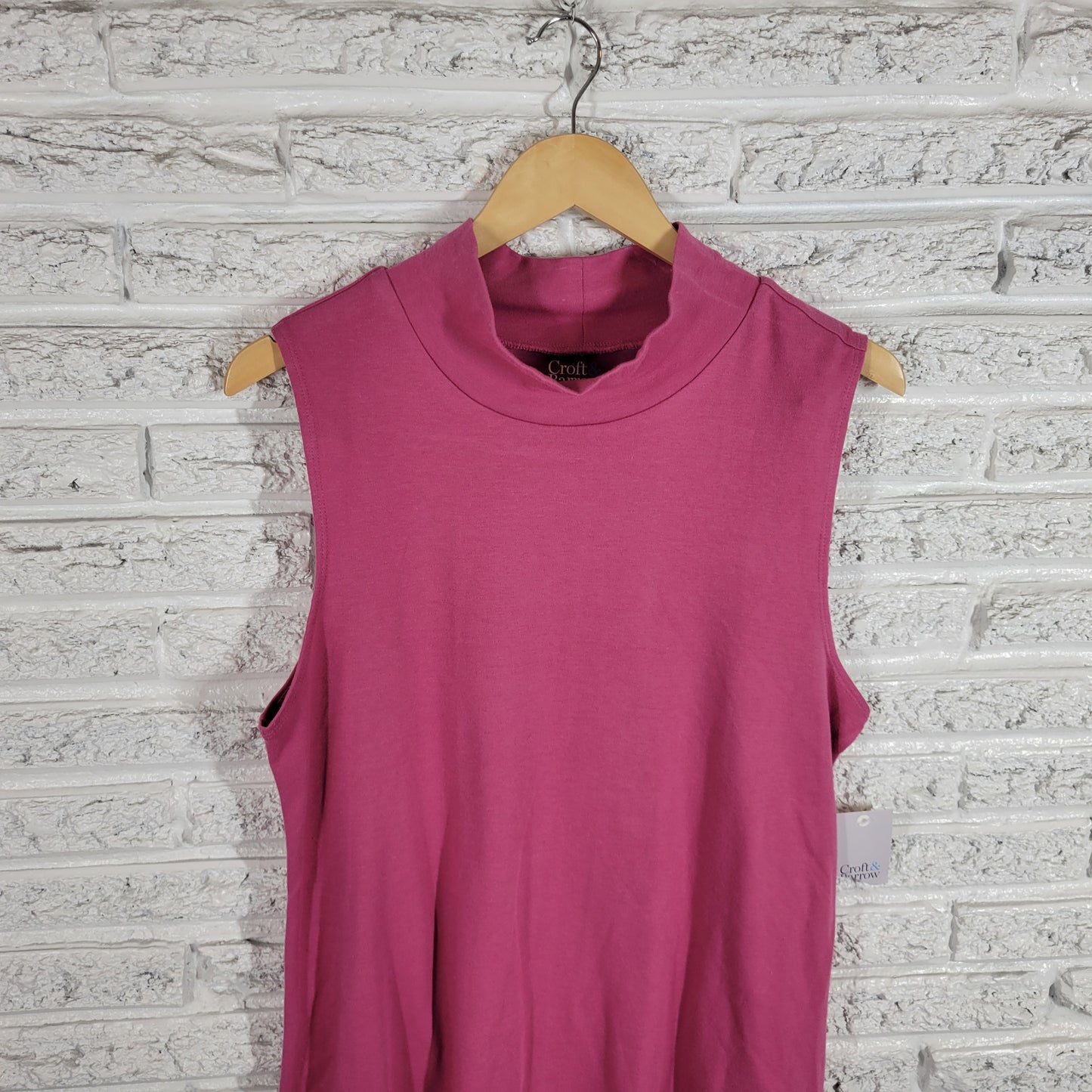 Croft & Barrow Womens XL Lavender Turtleneck Sleeveless Knit Cotton Top PIN15E