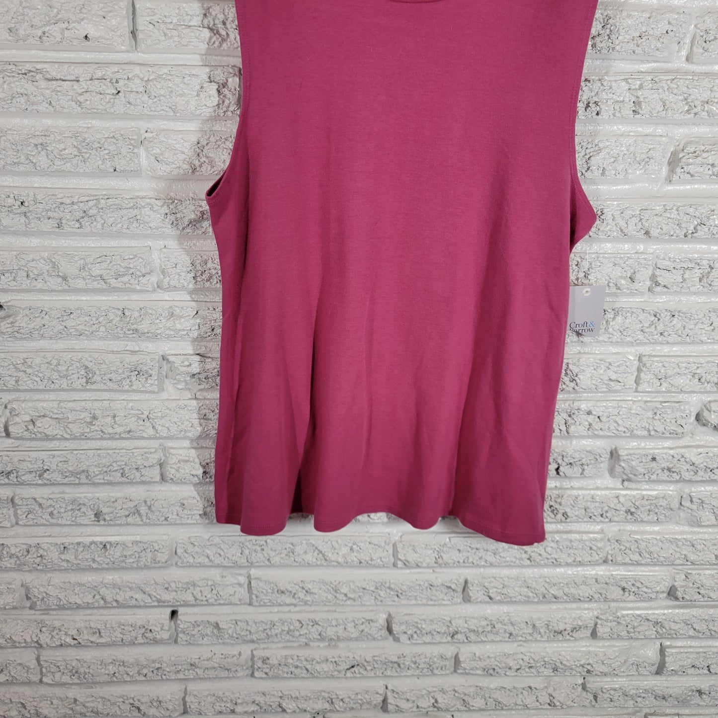 Croft & Barrow Womens XL Lavender Turtleneck Sleeveless Knit Cotton Top PIN15E