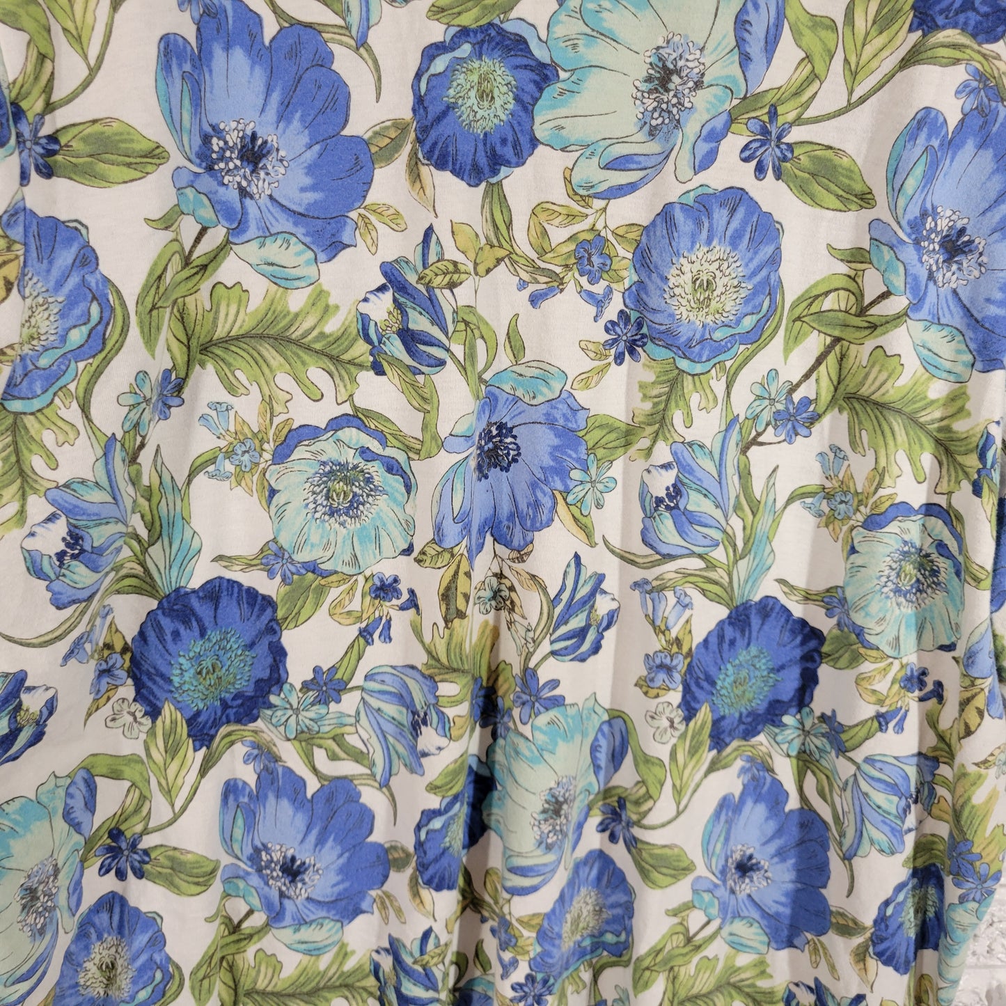 Lane Bryant Womens Top 26 28 Plus Blue Green Floral V Neck Short Sleeve FLO51E