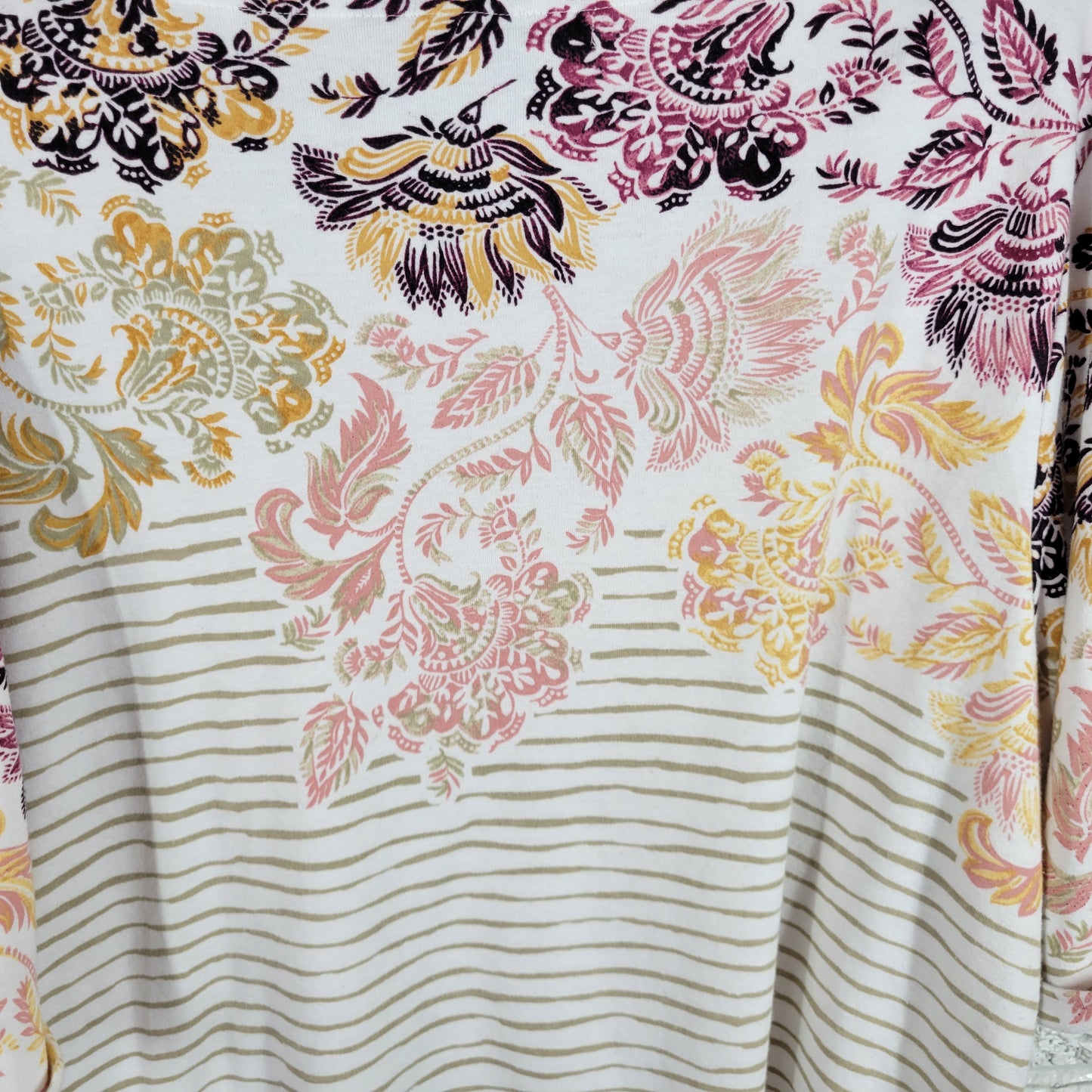 Karen Scott Womens 3X  T Shirt Multicolor Floral Striped Crew Neck FLO73E
