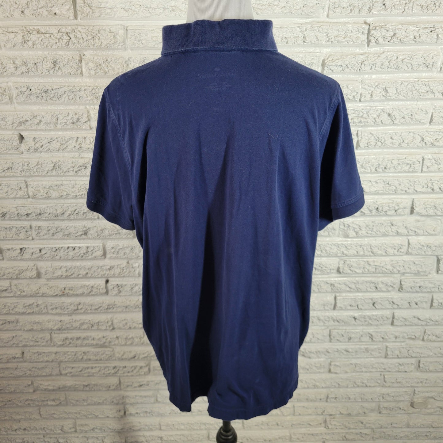 Woman Within Polo Shirt 1X Blue 100% Cotton Knit Short Sleeve Button Plus BLU28E