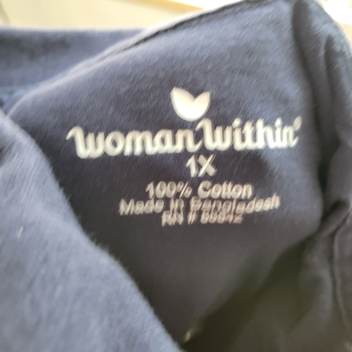 Woman Within Polo Shirt 1X Blue 100% Cotton Knit Short Sleeve Button Plus BLU28E