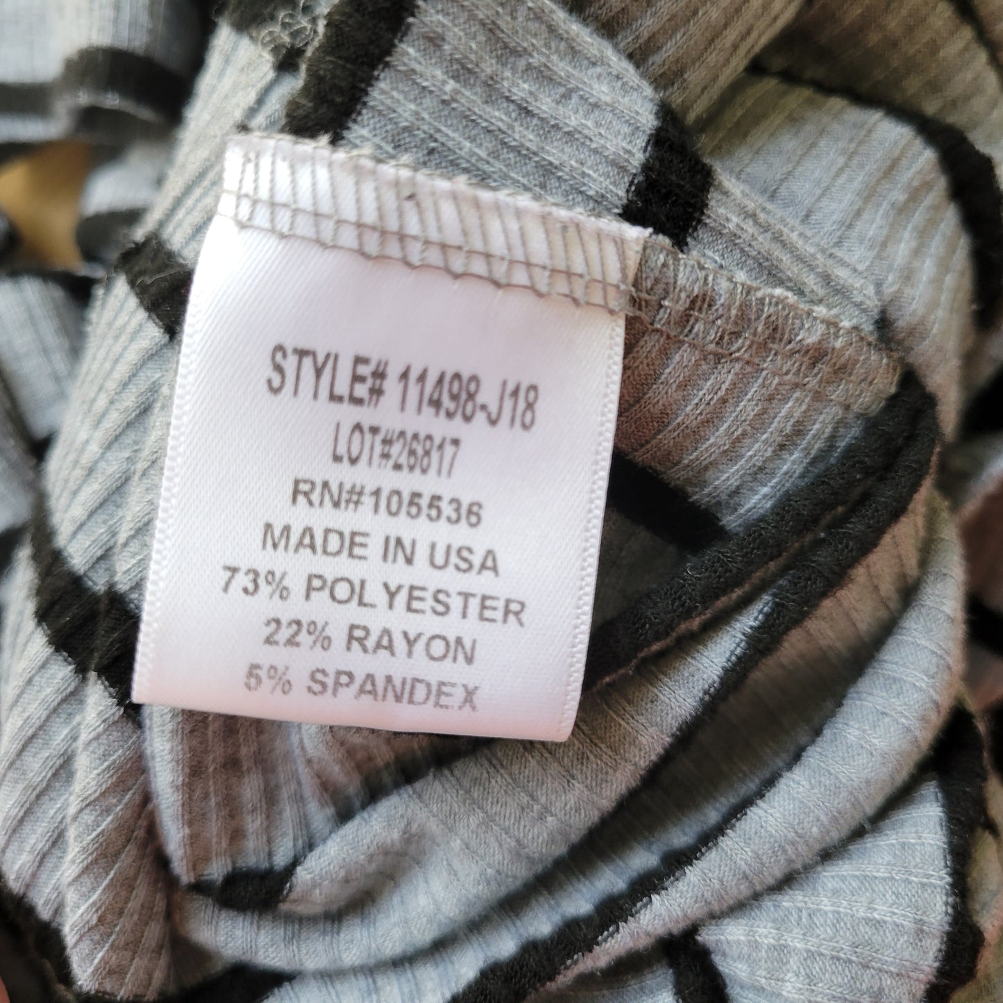 Slinky Brand Top 1X Gray Black Striped Asymmetric Handkerchief Hem STR20E