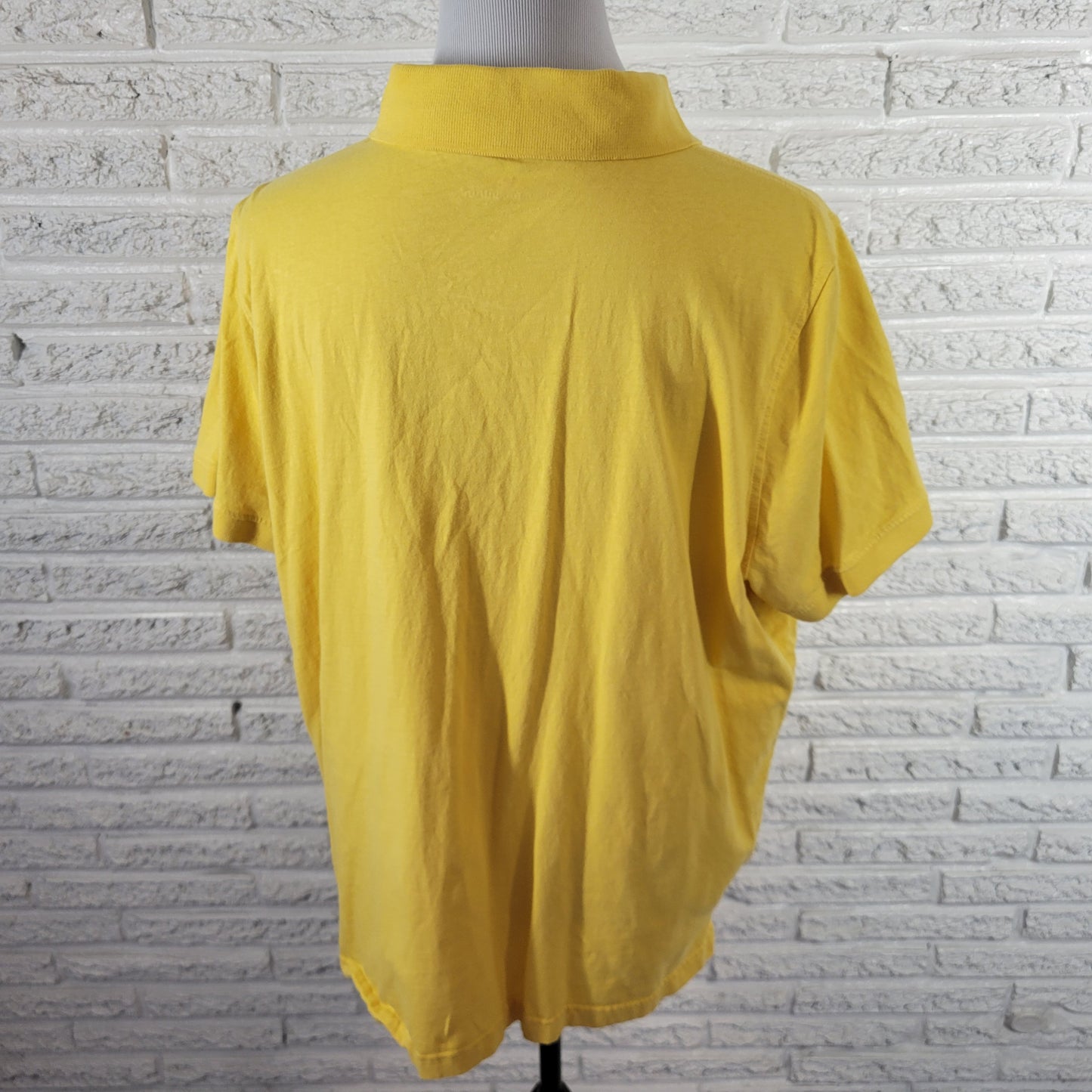 Woman Within Polo Shirt 1X Yellow 100% Cotton Knit Short Sleeve 1/4 Button YEL1E