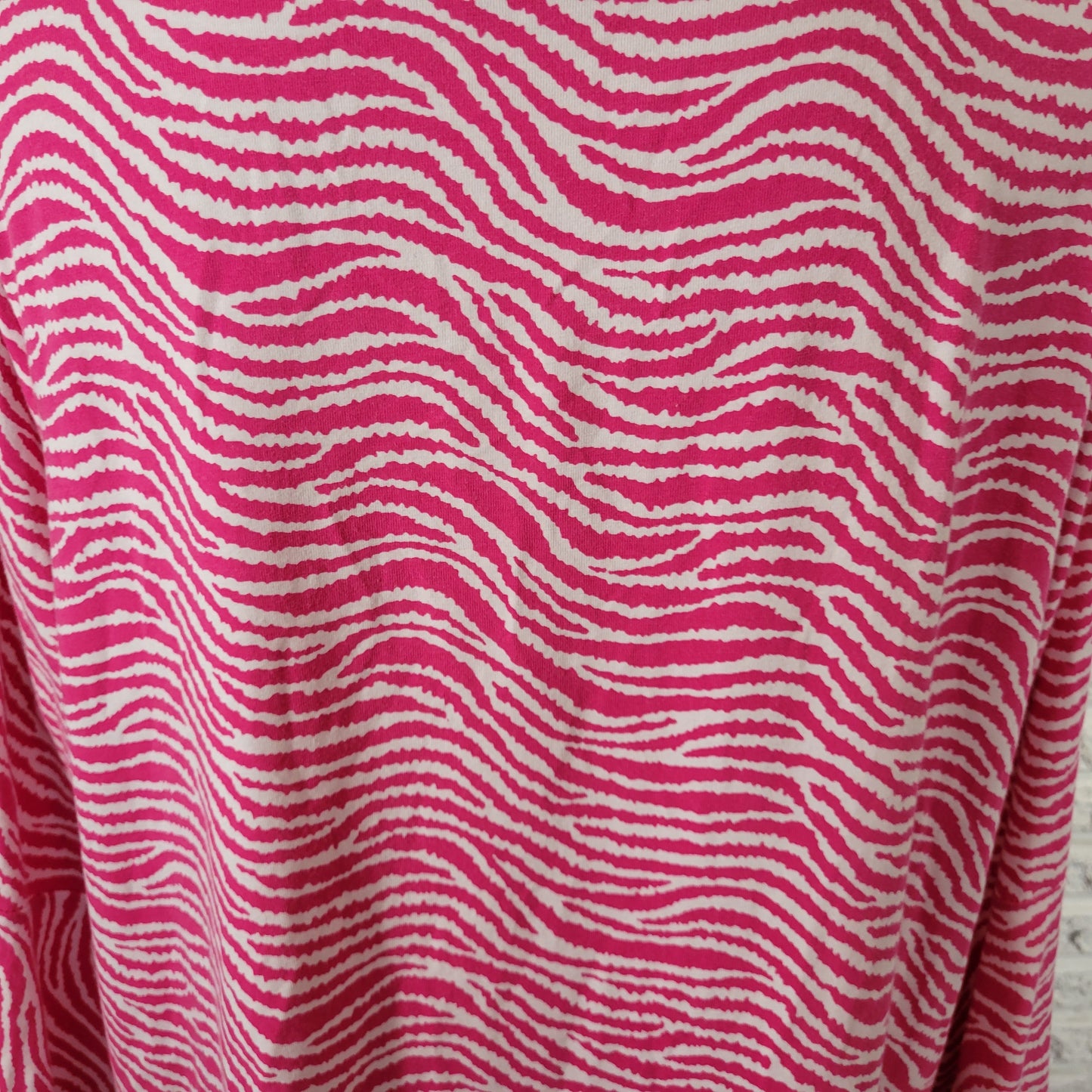 Belle Kim Gravel Womens 1X Pink White Animal Print Bell Sleeve Tunic ANI30E