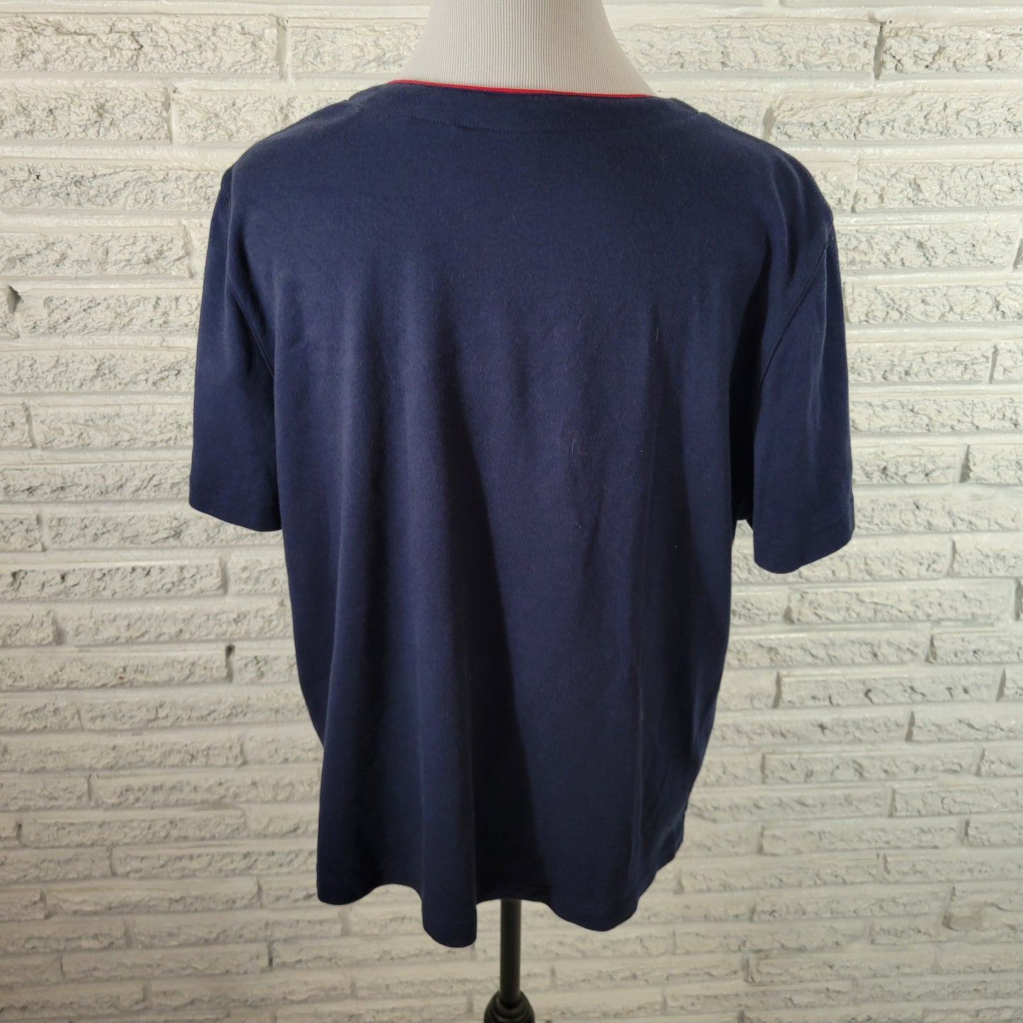 Alfred Dunner XL Blue Red Patriotic Beaded Sequin 4th of July V-Neck Tee BLU23E