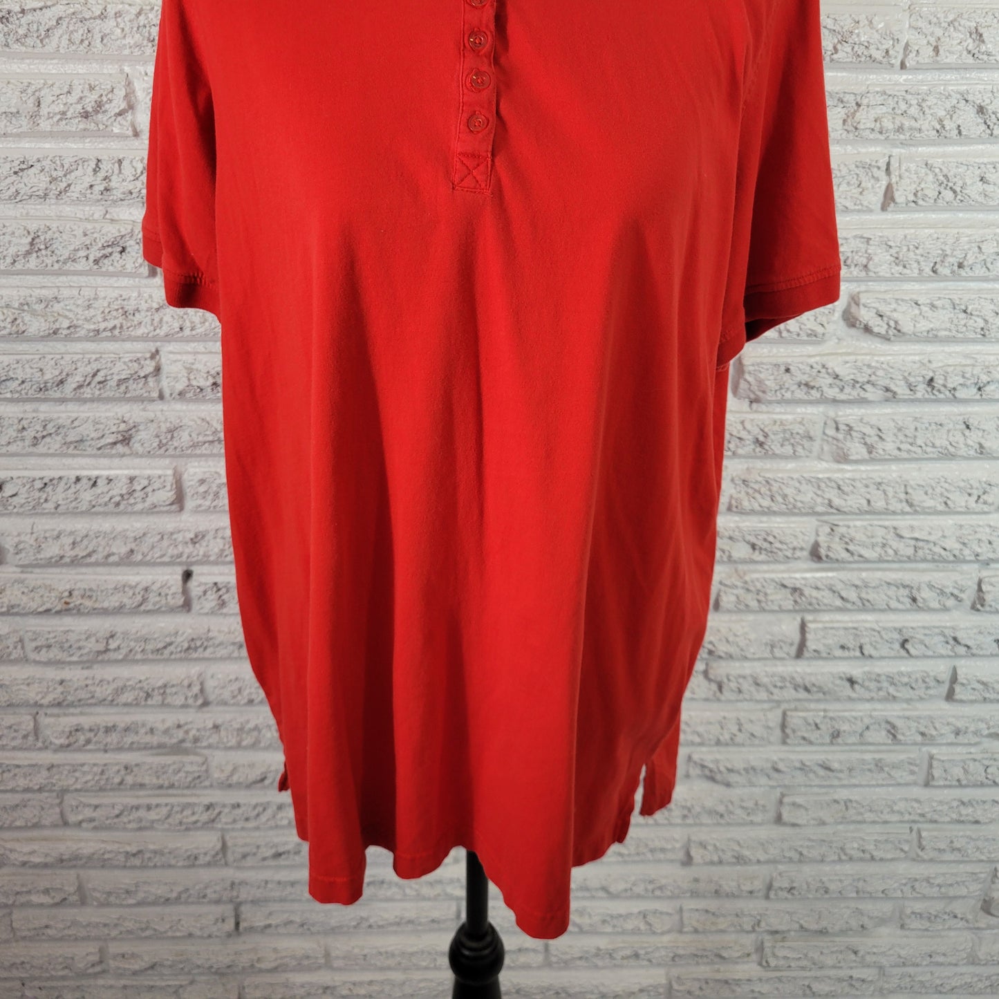 Woman Within Womens 1X Red Cotton Polo Shirt Collared Short Sleeve Top  RED56E