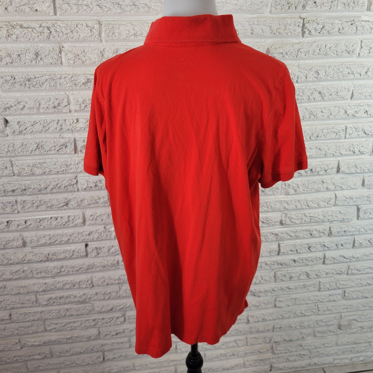 Woman Within Womens 1X Red Cotton Polo Shirt Collared Short Sleeve Top  RED56E