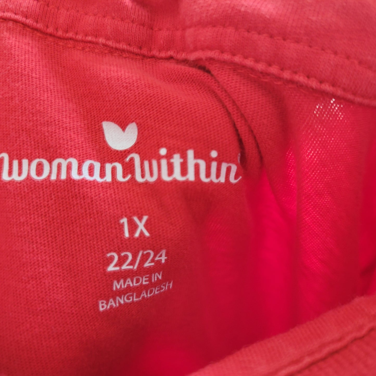 Woman Within Womens 1X Red Cotton Polo Shirt Collared Short Sleeve Top  RED56E