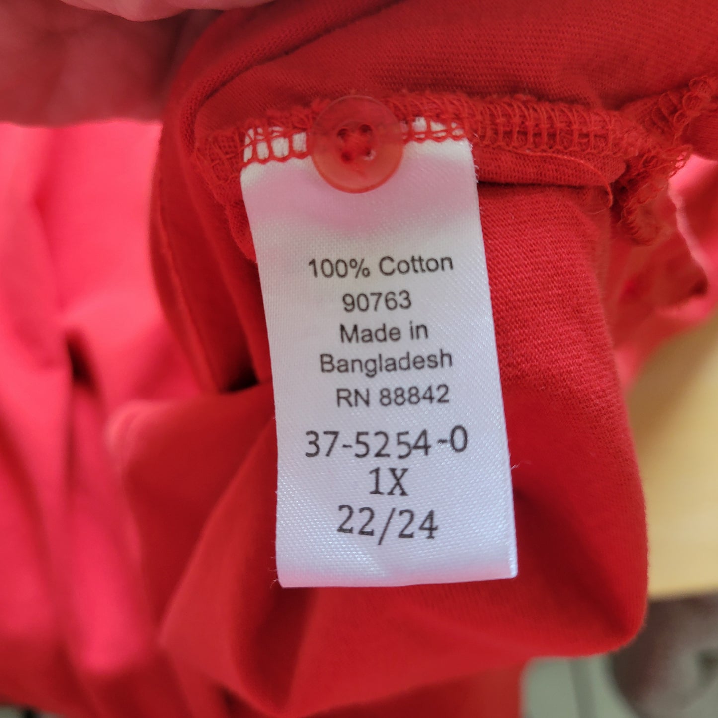 Woman Within Womens 1X Red Cotton Polo Shirt Collared Short Sleeve Top  RED56E