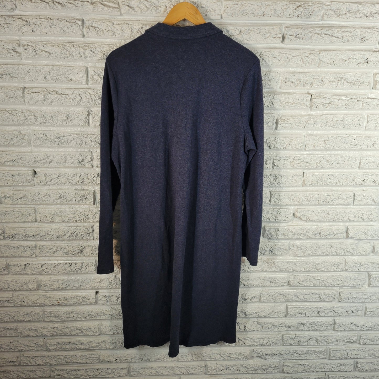 Soft Surroundings Womens XL Shirt Dress Blue Cotton 1/4 Zip Collared SWE46E
