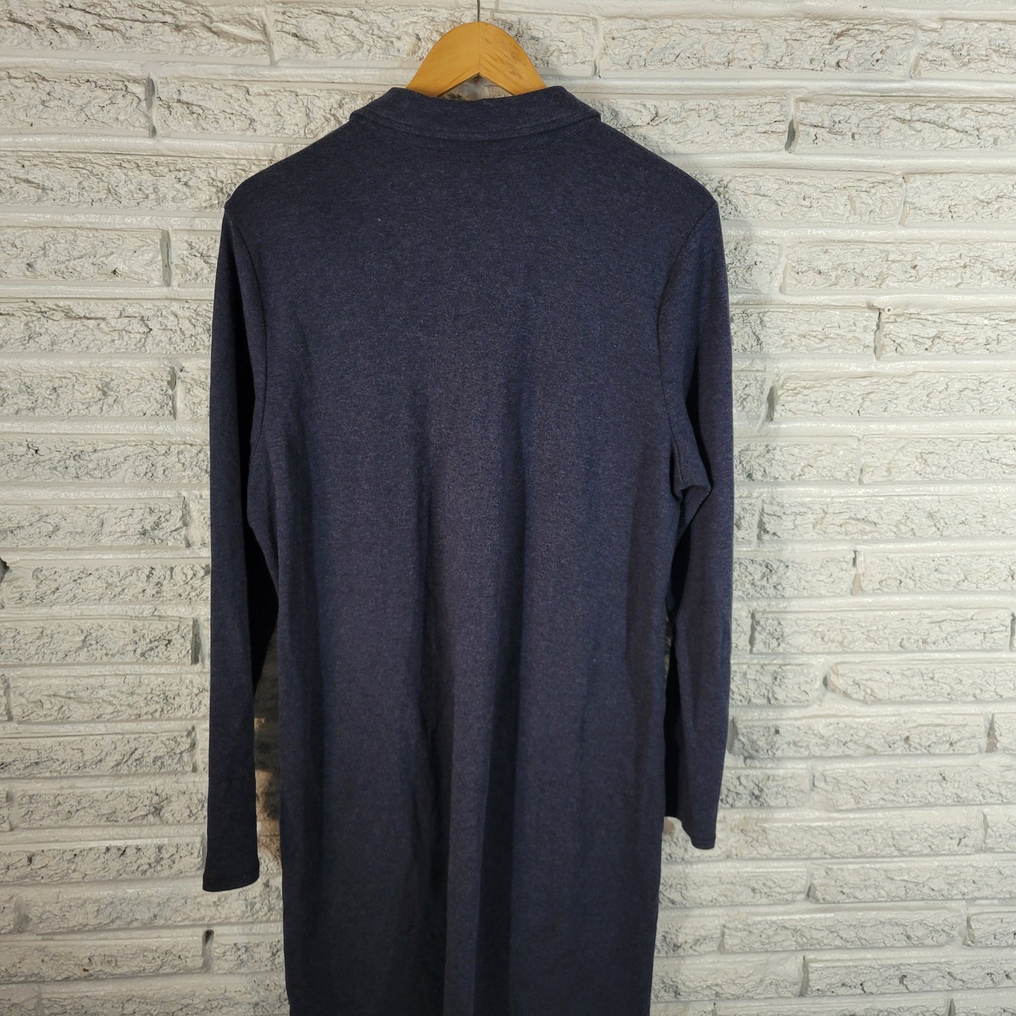 Soft Surroundings Womens XL Shirt Dress Blue Cotton 1/4 Zip Collared SWE46E