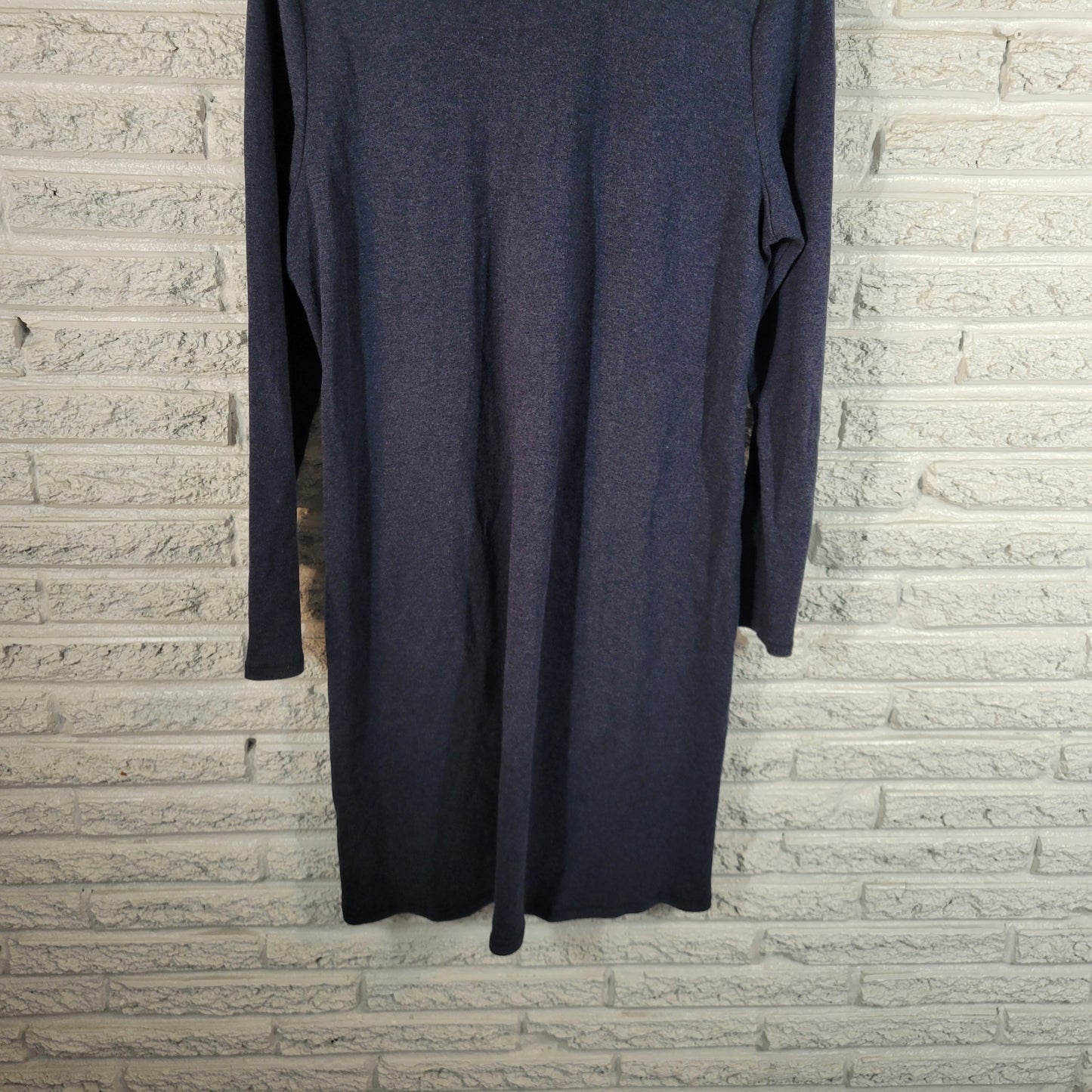 Soft Surroundings Womens XL Shirt Dress Blue Cotton 1/4 Zip Collared SWE46E