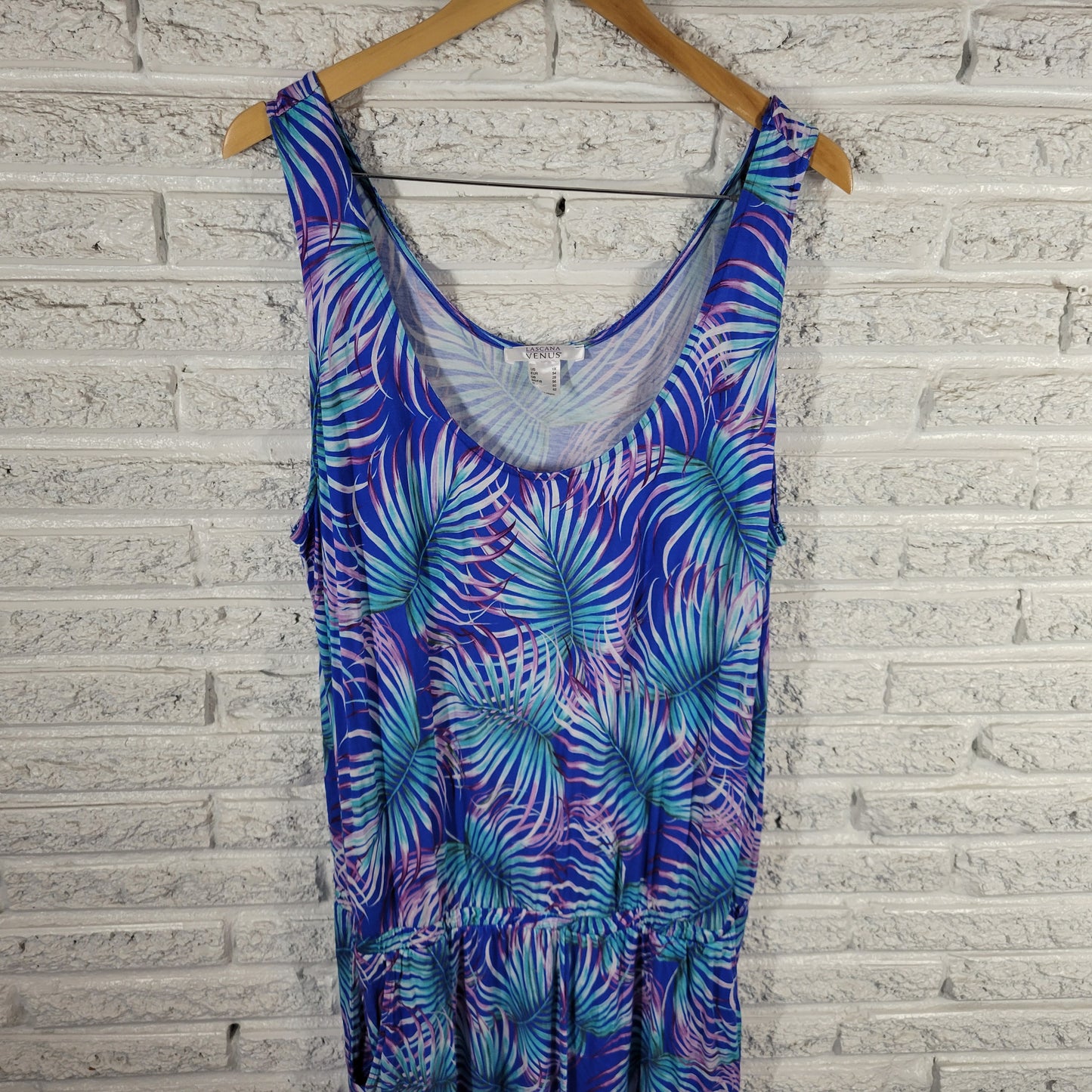 Venus Lascana Womens 1X Romper Blue Floral Sleeveless Elastic Waist FLO83E