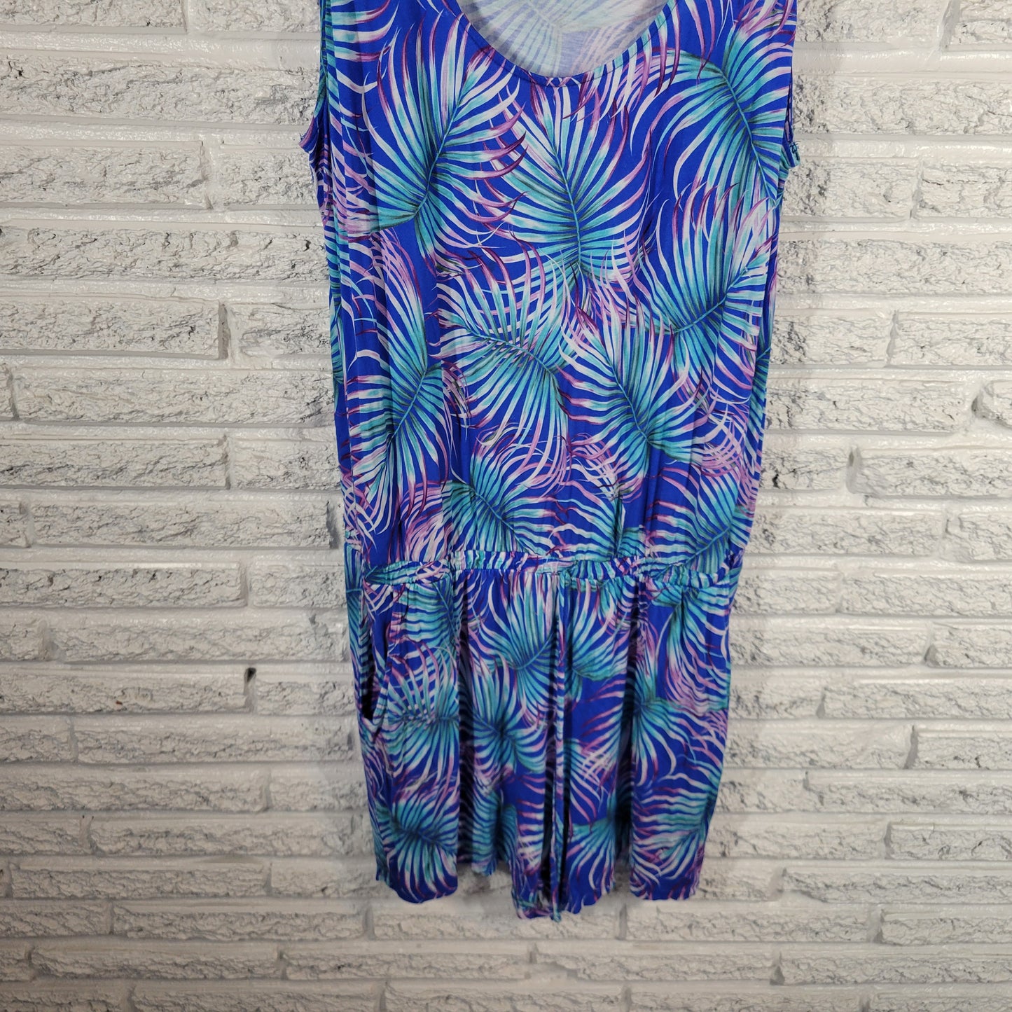 Venus Lascana Womens 1X Romper Blue Floral Sleeveless Elastic Waist FLO83E