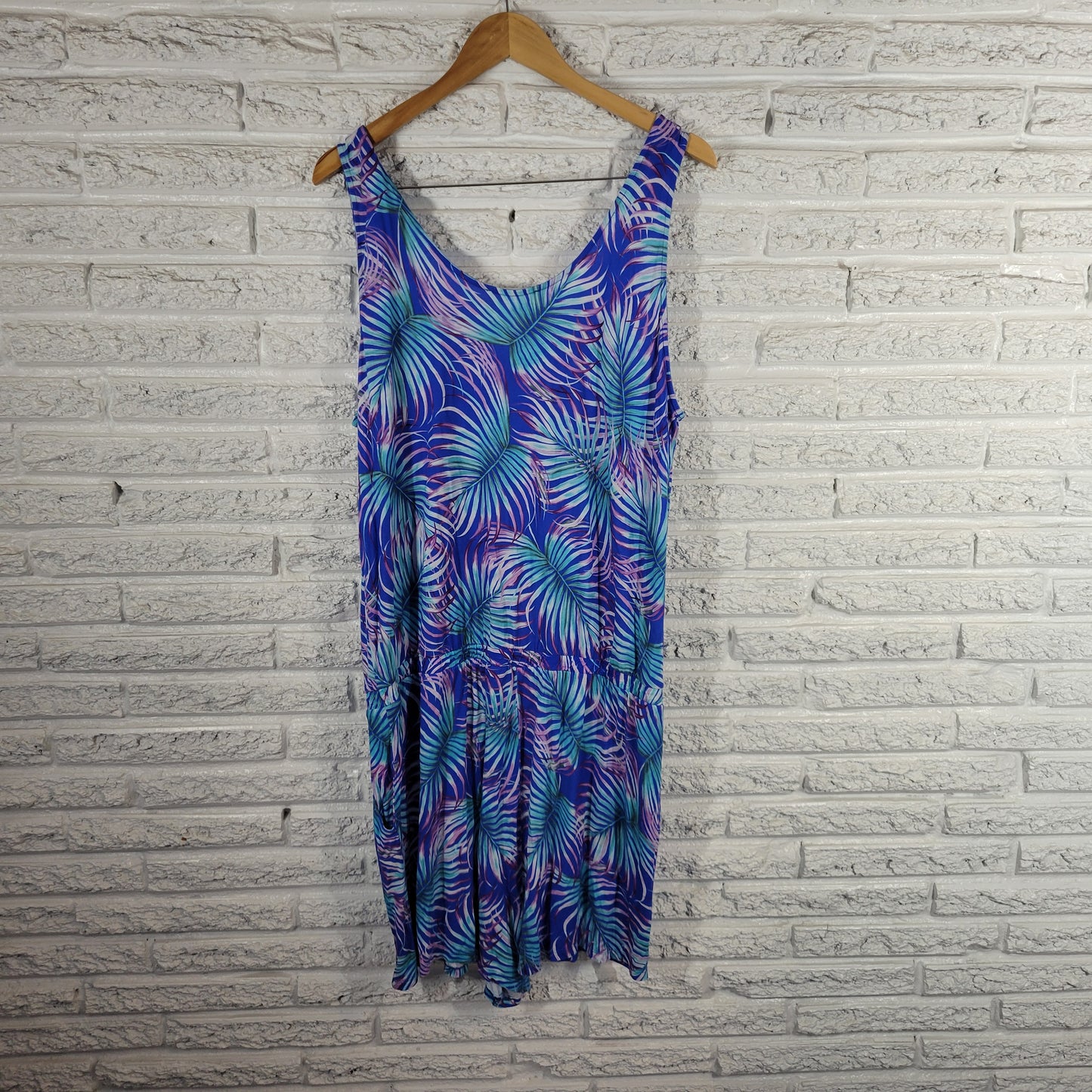 Venus Lascana Womens 1X Romper Blue Floral Sleeveless Elastic Waist FLO83E