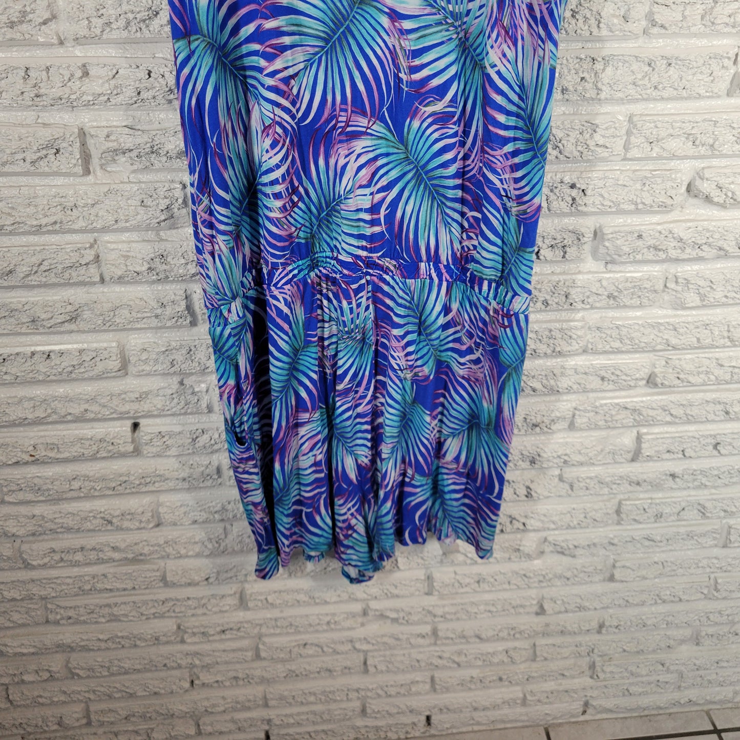 Venus Lascana Womens 1X Romper Blue Floral Sleeveless Elastic Waist FLO83E