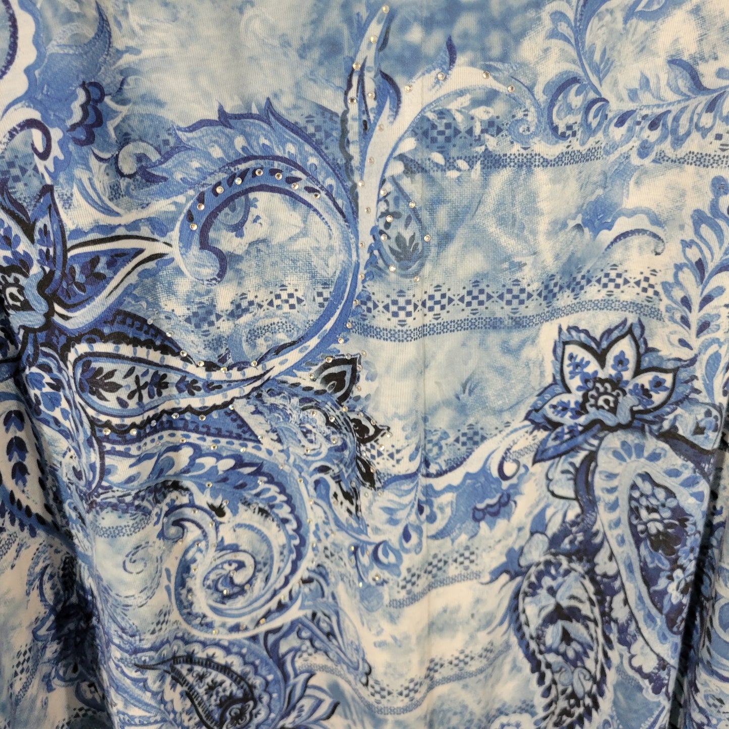 Time & Tru Womens XXL 20 Tank Dress Blue Paisley Studded Criss Cross Back PAI3E