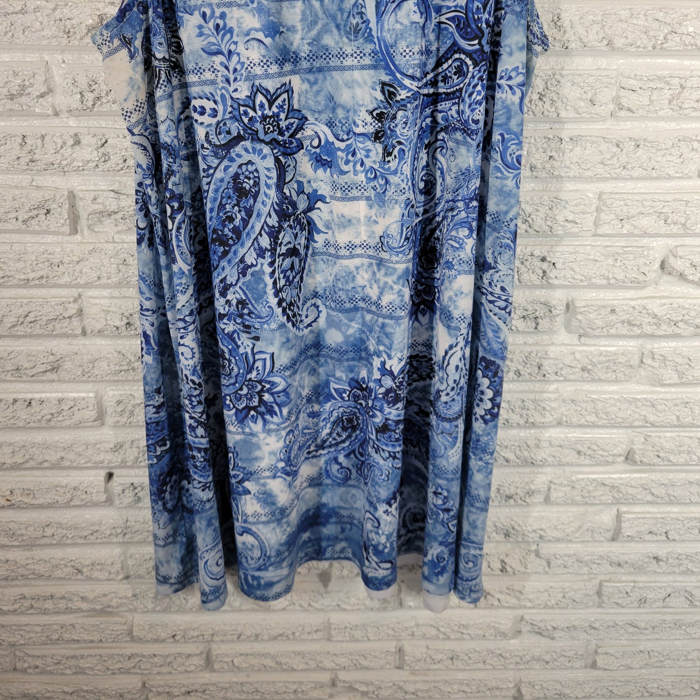 Time & Tru Womens XXL 20 Tank Dress Blue Paisley Studded Criss Cross Back PAI3E