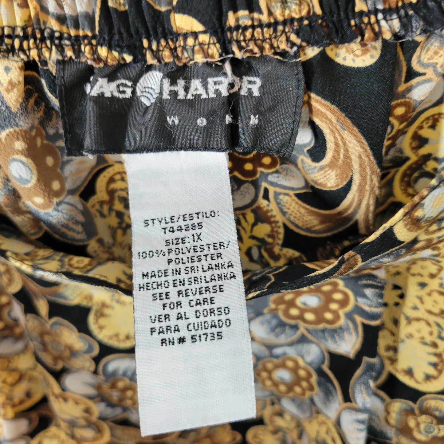 Sag Harbor Womens 1X Skirt Blue Brown Floral Pleated Elastic Waist FLO191E