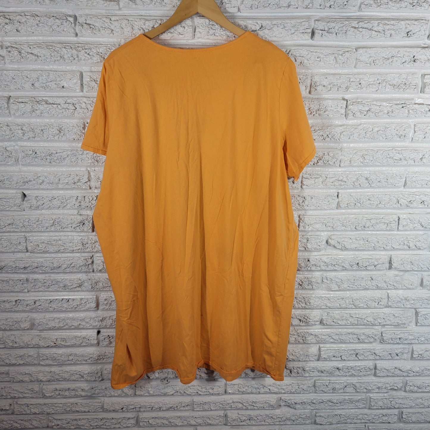 Dreams Co Womens 1X 2X  Pajama Top Orange Cotton Coffee Cup Short Sleeve ORA32E